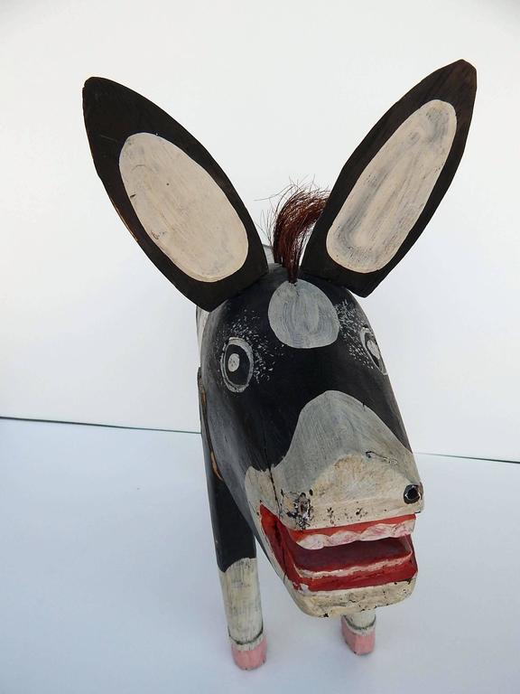 Carved Wood Donkey Sculpture New Mexico Folk Artist Felipe Archuleta