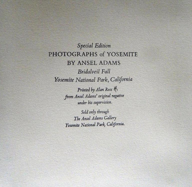 Ansel Adams Signed Original Gelatin Silver Print Bridalveil Fall Yosemite At 1stdibs