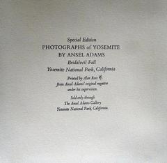 Ansel Adams Signed Original Gelatin Silver Print, "Bridalveil Fall, Yosemite"