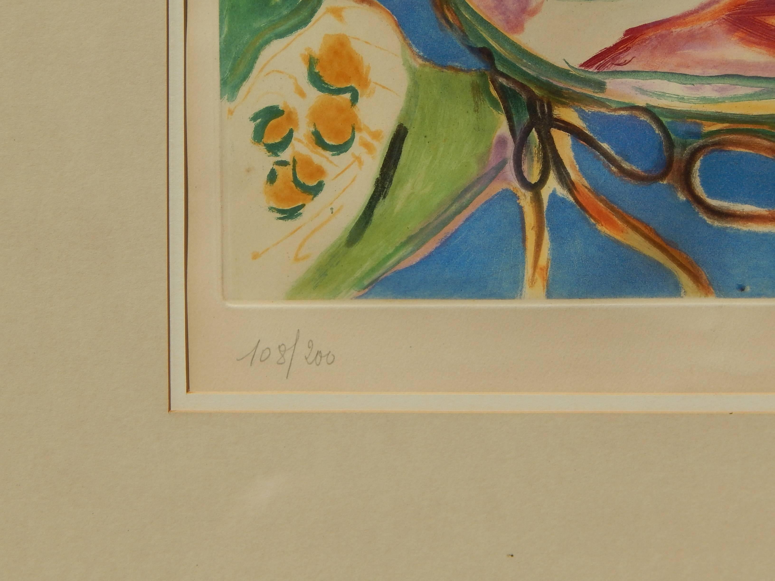 French Henri Matisse Pencil Signed Aquatint, Petit Interieur Bleu