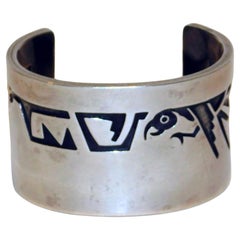 Marvin Lomahaftewa Hopi Heavy Sterling Decorated Cuff