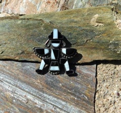 Zuni Artist Sterling, Jet and Opal Knife Wing Dancer Pin