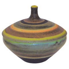 Guido Gambone Italy Multi Color Ceramic Lidded Vessel