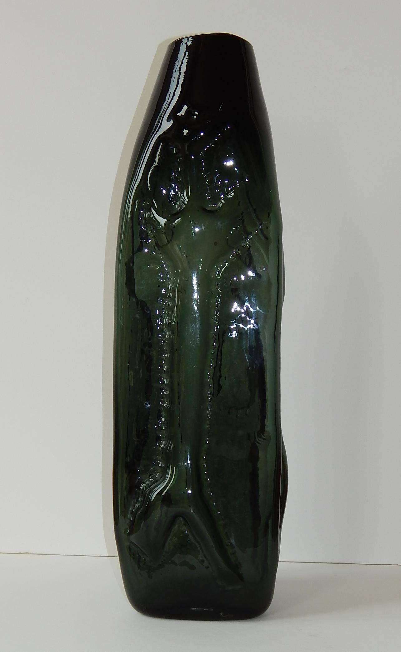 American Monumental Rare Blenko Glass Blown Out Vase Designed by Husted, 1954
