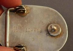 Dennis & Nancy Edaakie Zuni Inlay Woman's Sterling Belt Buckle with Bird Design