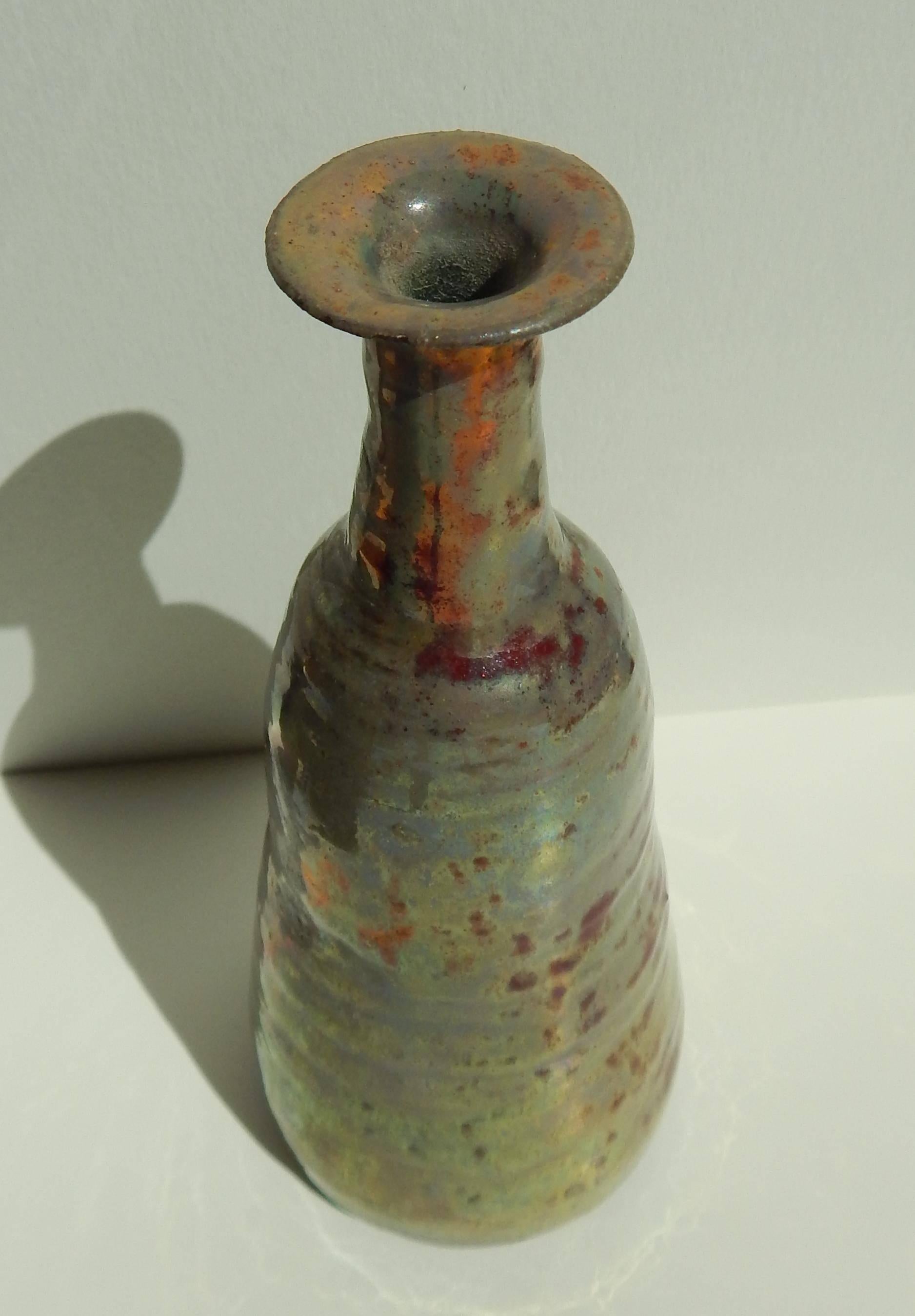 Beatrice Wood Studio Ceramic Lustre Vase, Iridized Glaze In Excellent Condition In Phoenix, AZ