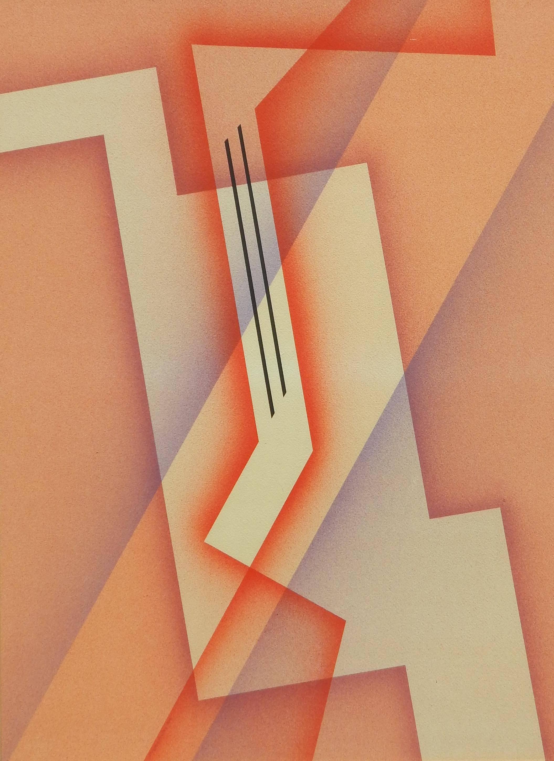 Great abstract by Transcendental painter Raymond Jonson (1891-1982)
Titled: “Red Rhythm”.
Tempera, 1944.
Image measures: 30