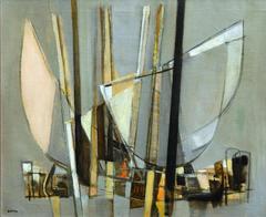 French Painter Georges Dayez Oil on Canvas, circa 1950s, Sails at Venice