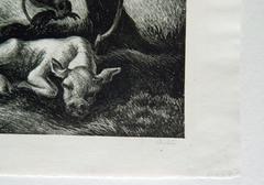 Regionalist Thomas Hart Benton Pencil Signed AAA Lithograph, 1945, "White Calf"