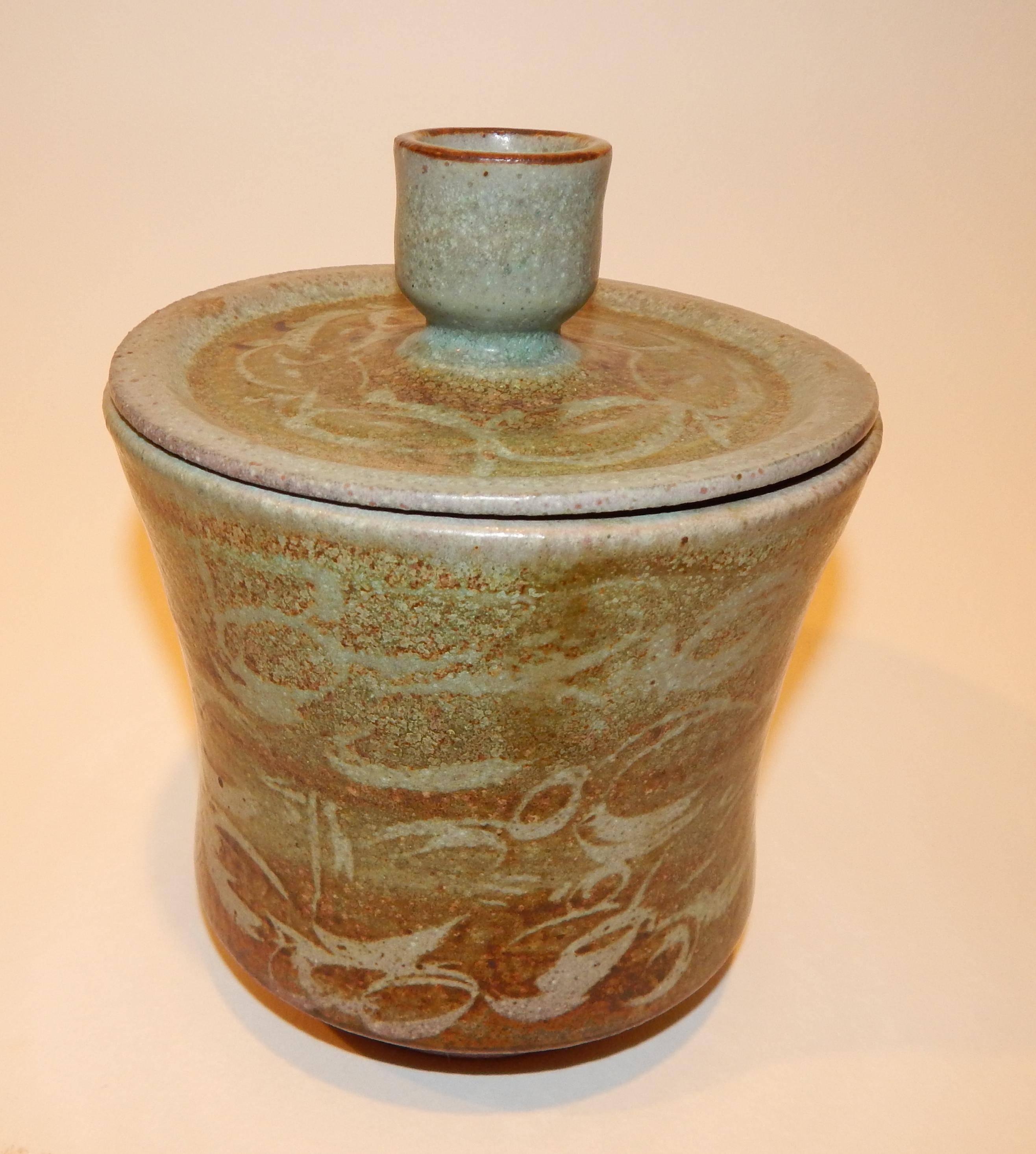 Important California Potter Carlton Ball, Studio Ceramic Lidded Vase In Excellent Condition For Sale In Phoenix, AZ