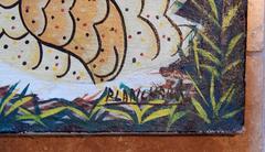 Sisson Blanchard Haitian Folk Art Painting with Chickens