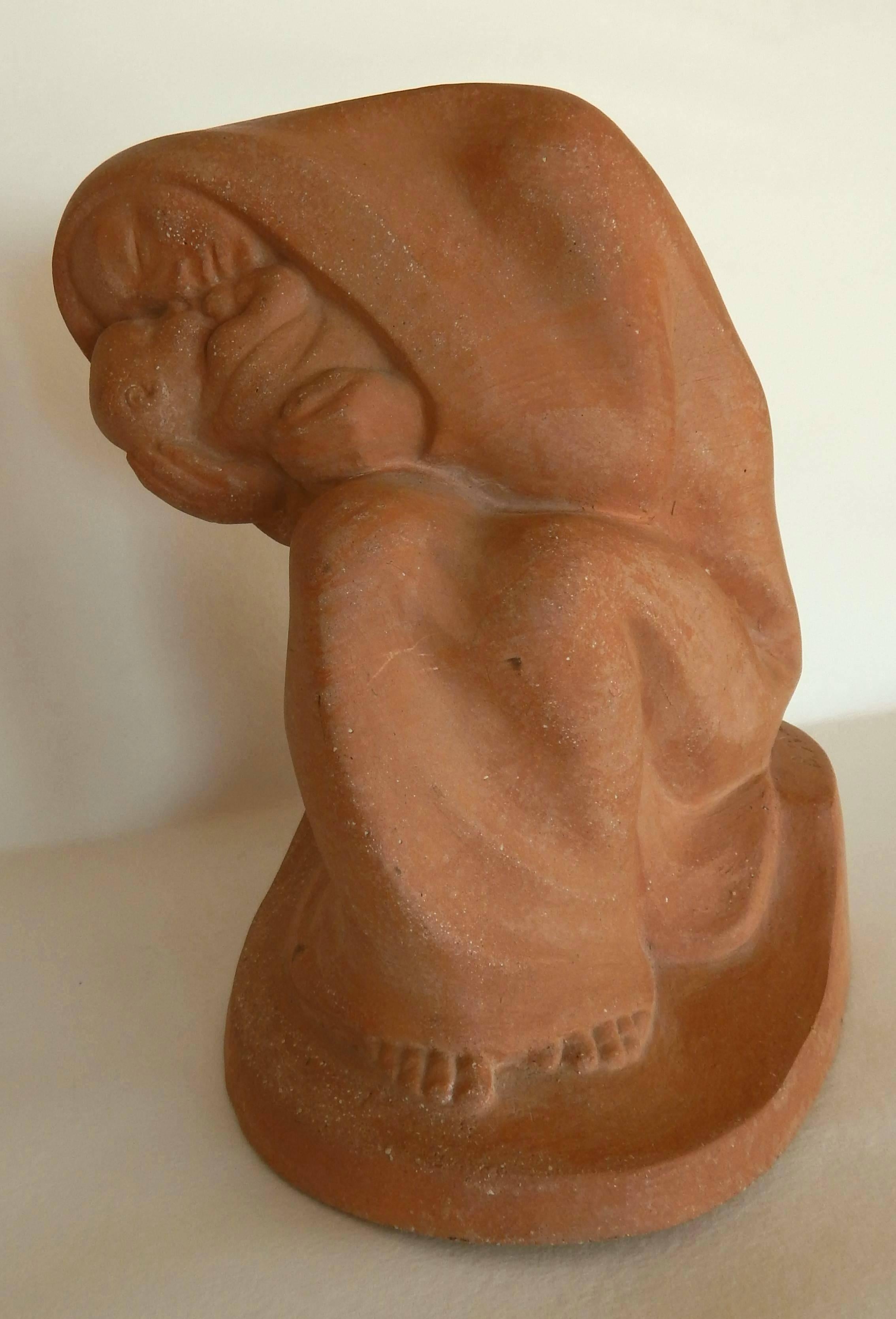 Bernhard Sopher California Artist Terracotta Sculpture, Mother and Child In Excellent Condition For Sale In Phoenix, AZ