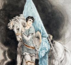 Louis Icart Original Color Etching, 1929, "Jeanne D'Arc"