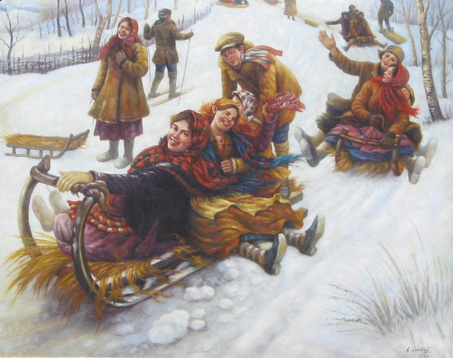 Russian subject by Anatoly Sokoloff (1891-1971).
