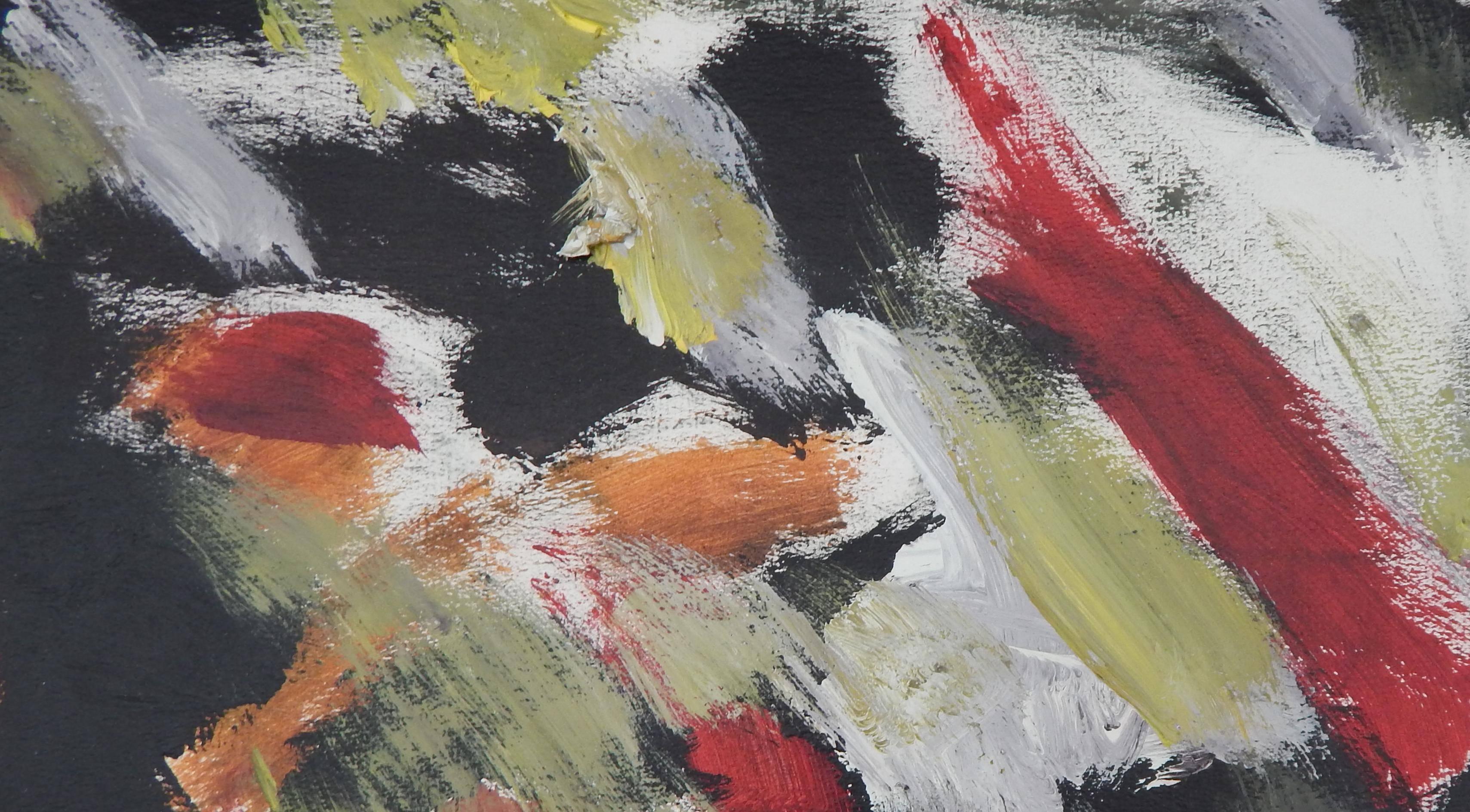 Harold Christopher Davies Abstract Expressionist Oil on Paper, 1968 In Excellent Condition For Sale In Phoenix, AZ
