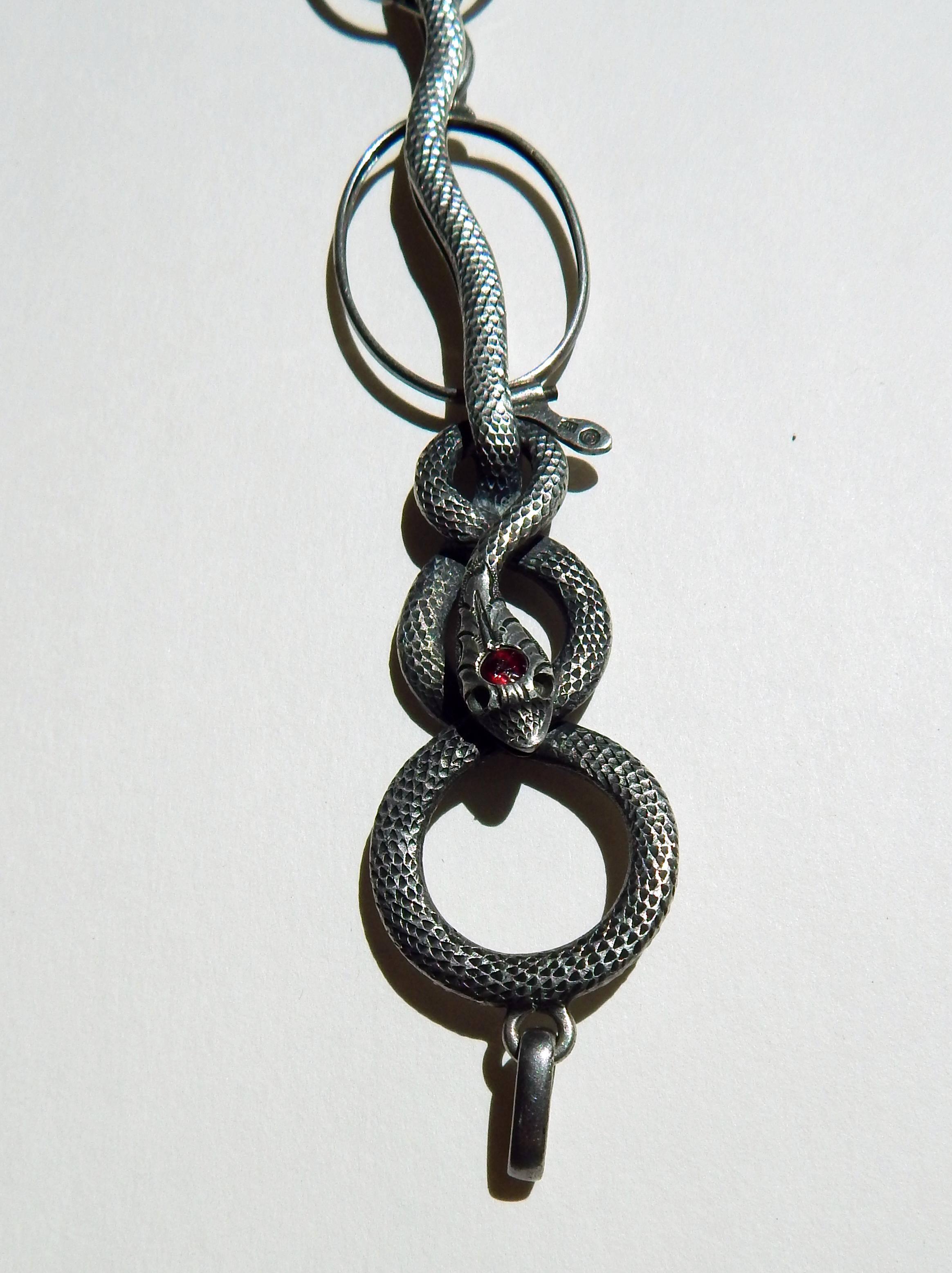 Silver Antique Lorgnette Pendant with Serpent Design 1