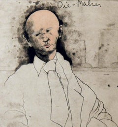 Jim Dine Original Hand Colored Etching, Self Portrait, 1976, "The Die Maker"