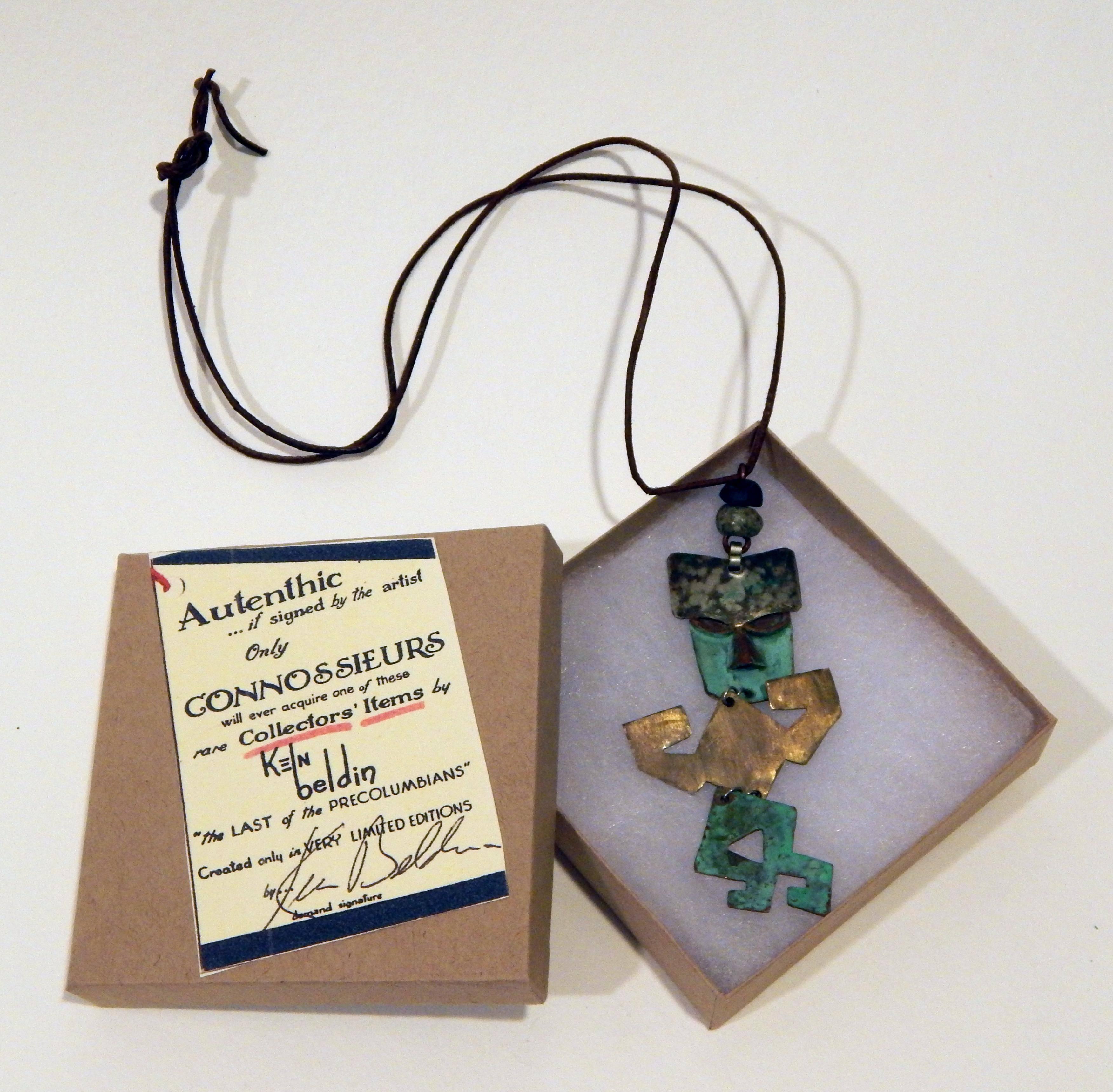 Ken Beldin Figurale, kinetische Halskette aus mexikanischem Kupfer und gemischtem Metall aus der Mitte des Jahrhunderts (Mexikanisch) im Angebot