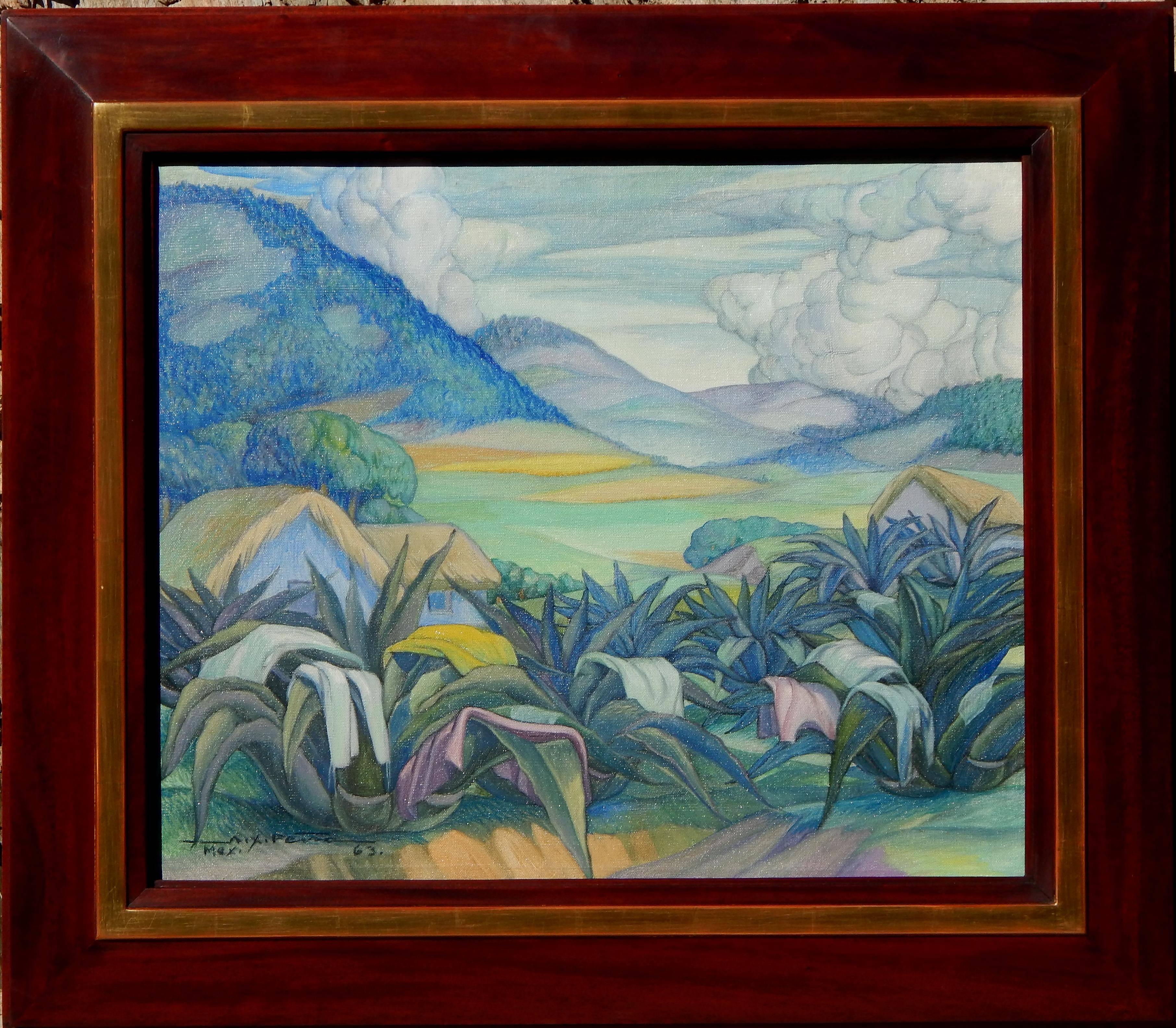 Beautiful Mexican landscape painting by Alfonso Pena
Oil on canvas created 1963. Mexican subject.
Excellent condition, unframed.
Measures: 19 3/4