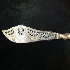 Silverplate Fish Servers with Celluloid Handles in Original Case