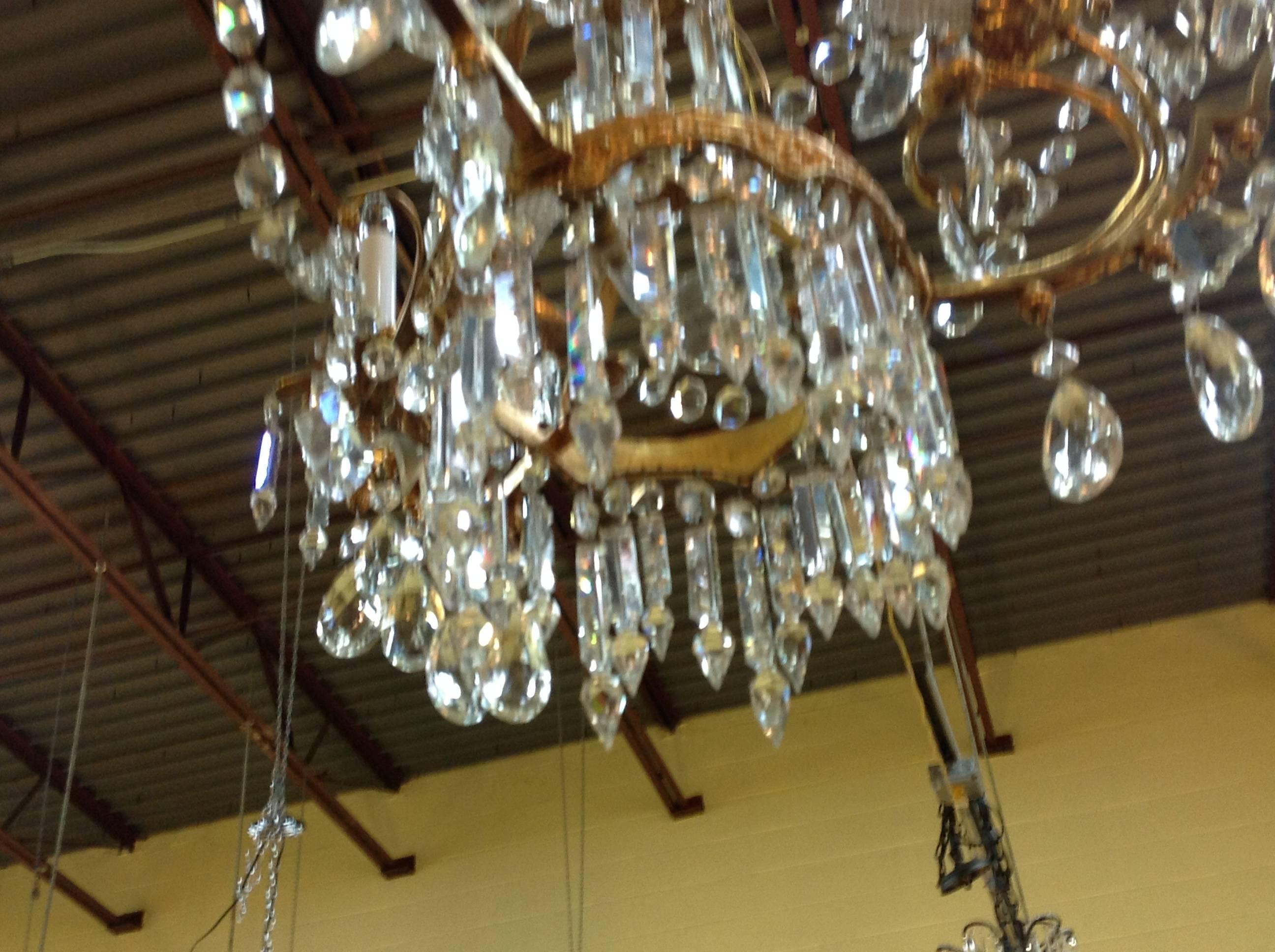 French Empire Revival Crystal Chandelier with Dore Bronze and Metal Eagles In Good Condition For Sale In Chicago, IL