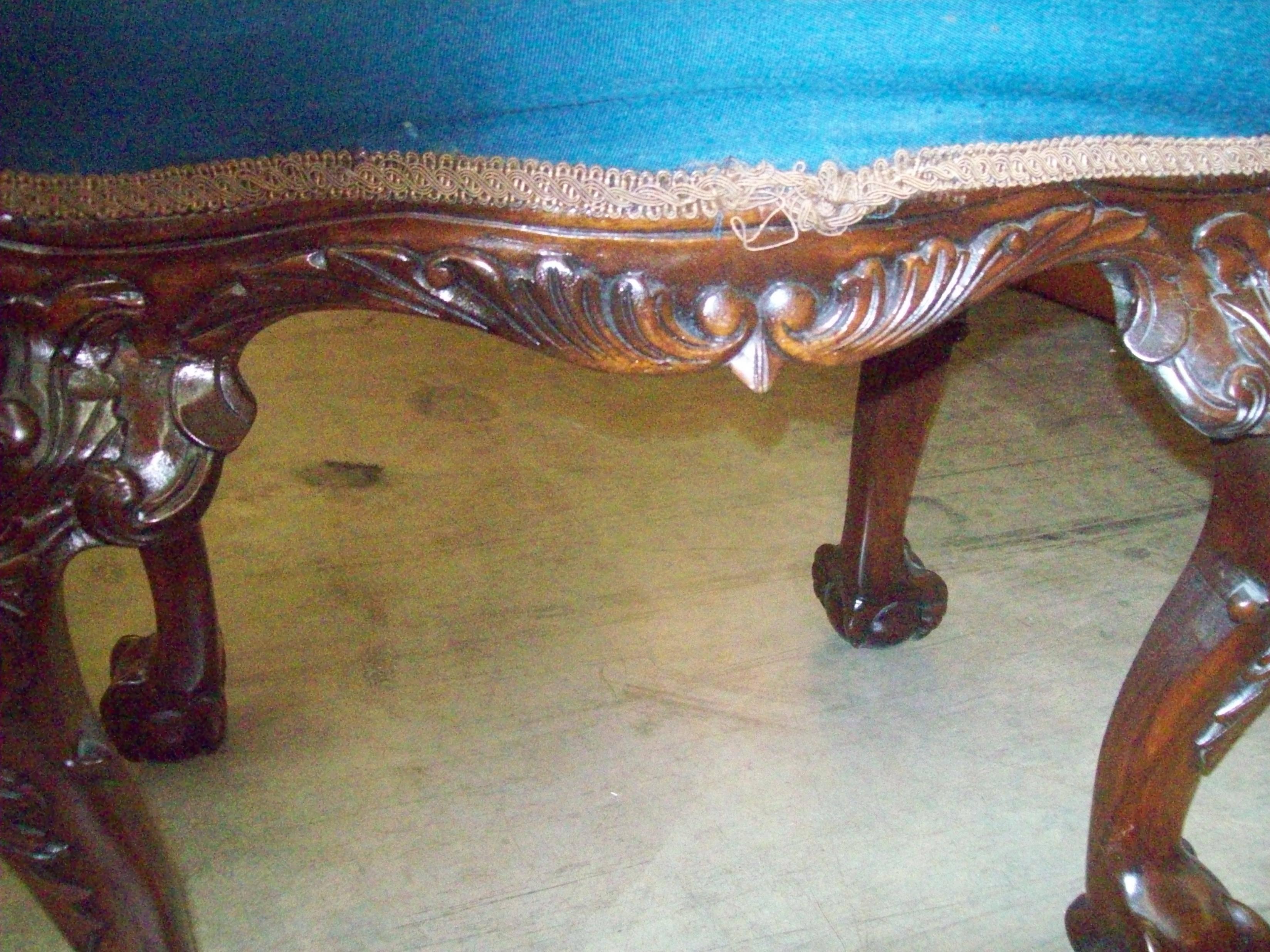 Carved Irish Mahogany Dressing Stool For Sale