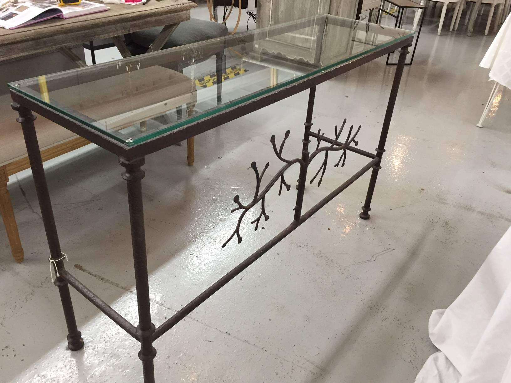 Custom-made in the South of France this Giacometti style for forge console table is a beauty with tree design.