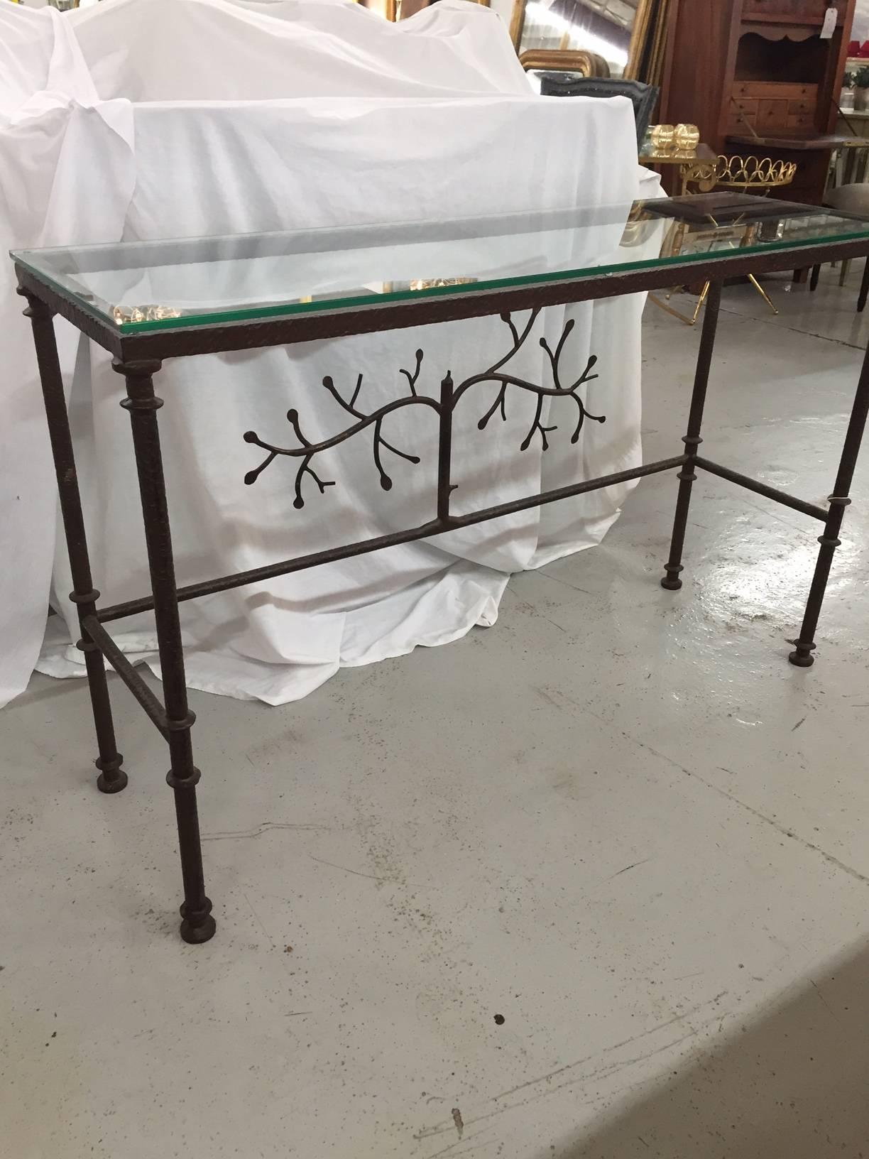 Organic Modern Giacometti Style For Forge Console Table For Sale