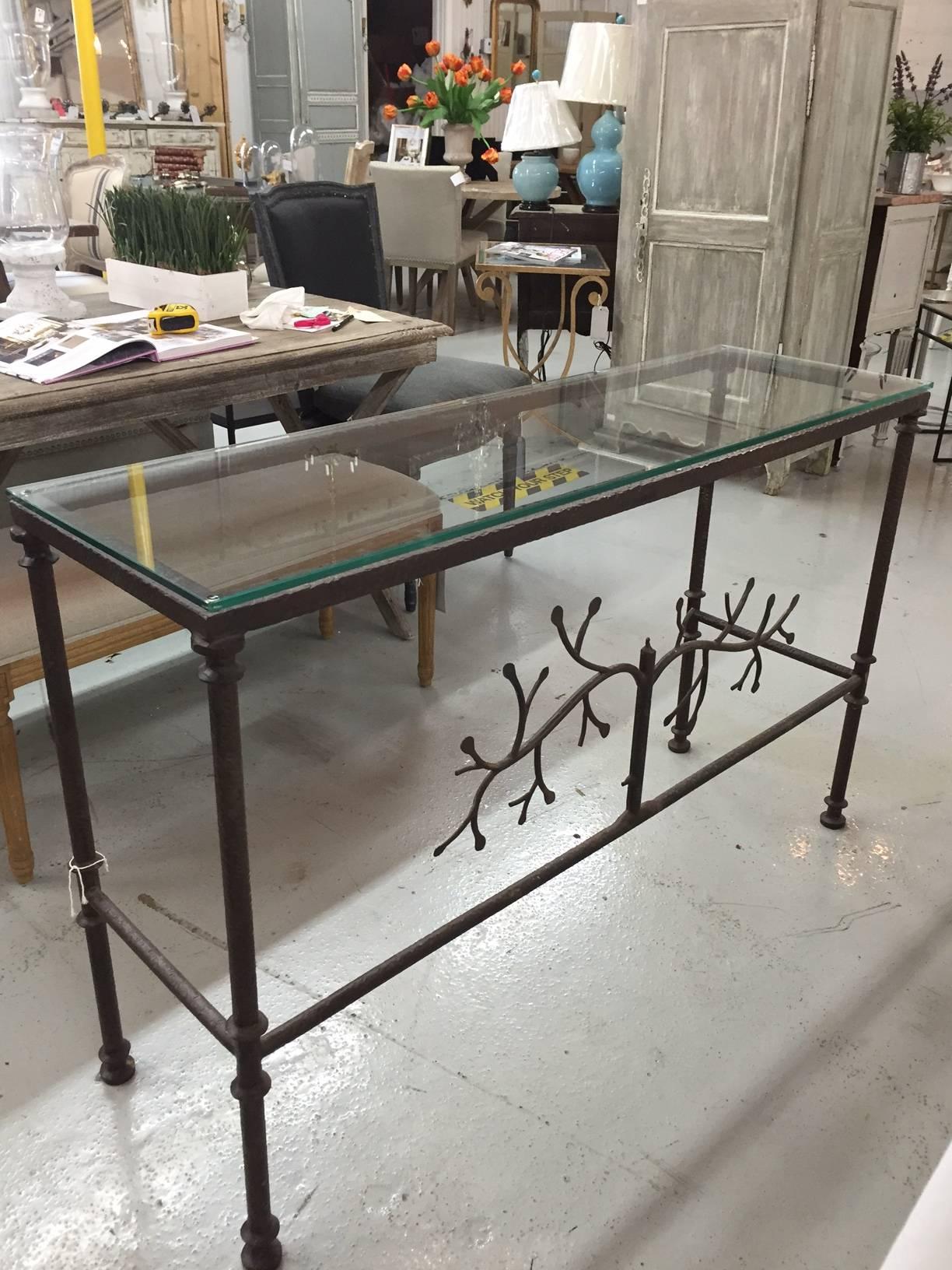 French Giacometti Style For Forge Console Table For Sale