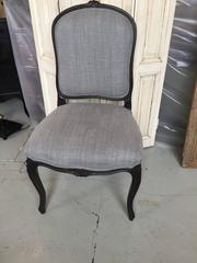 Set of Eight Louis XV Chairs with Belgian Linen Upholstery