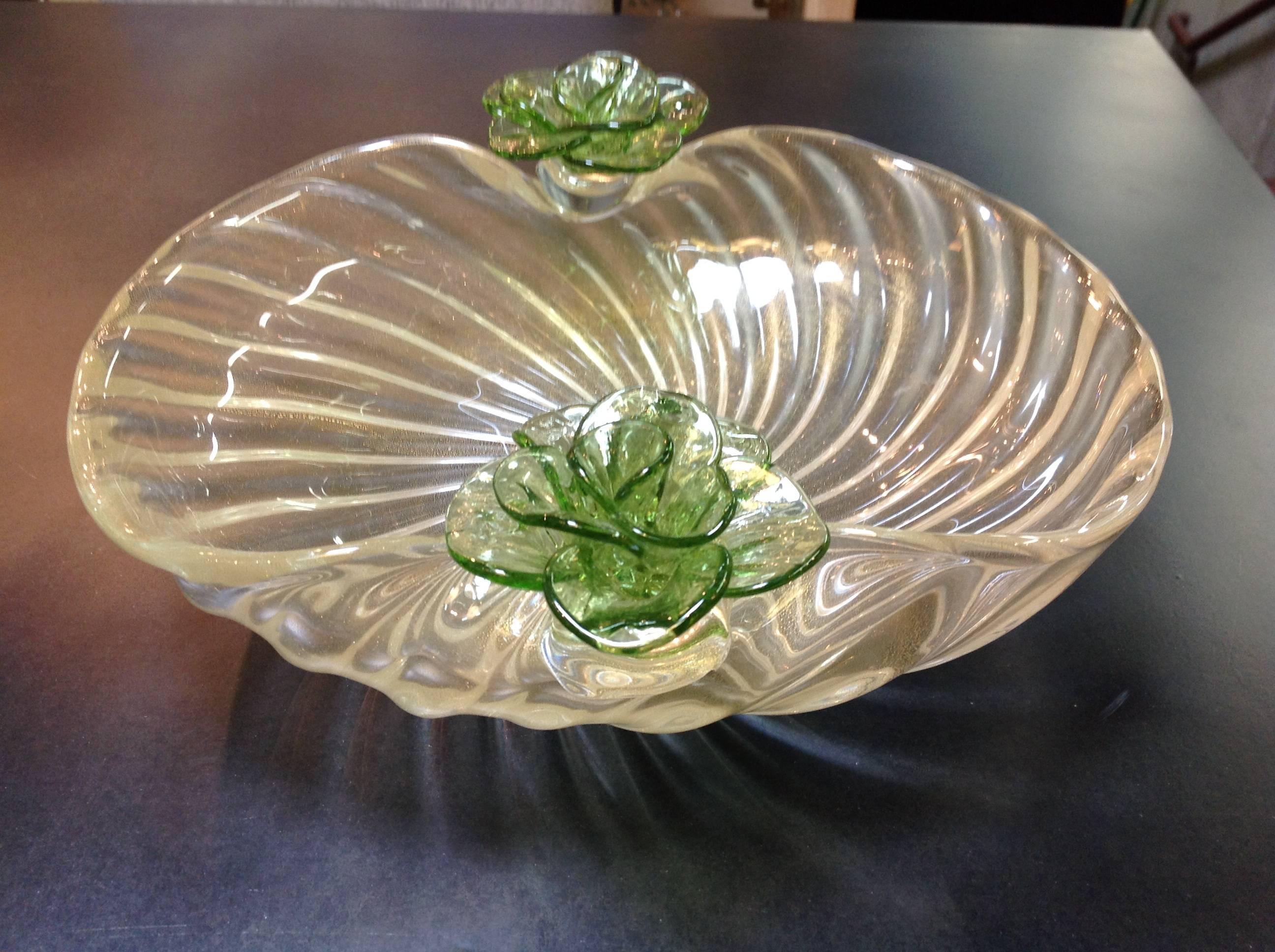 Mannerist Murano Glass Bowl with Seven Pieces of Glass Fruit For Sale