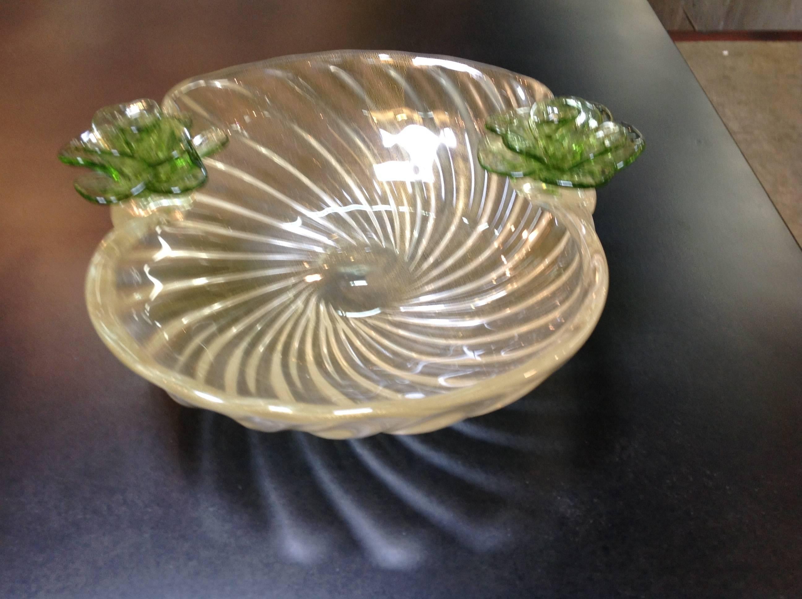 Italian Murano Glass Bowl with Seven Pieces of Glass Fruit For Sale