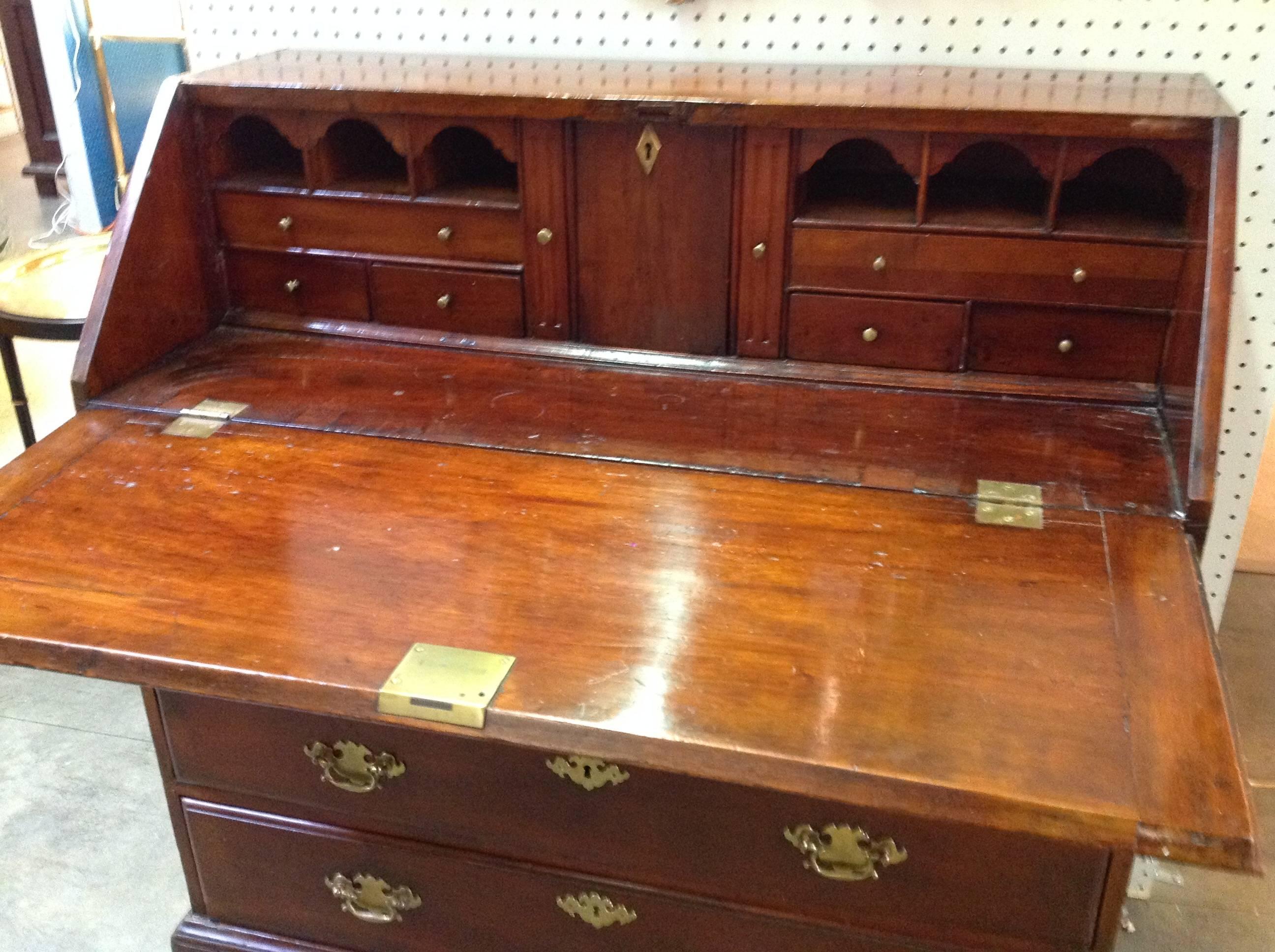English Late 18th Century Mahogany Secretary/Slat Front Desk