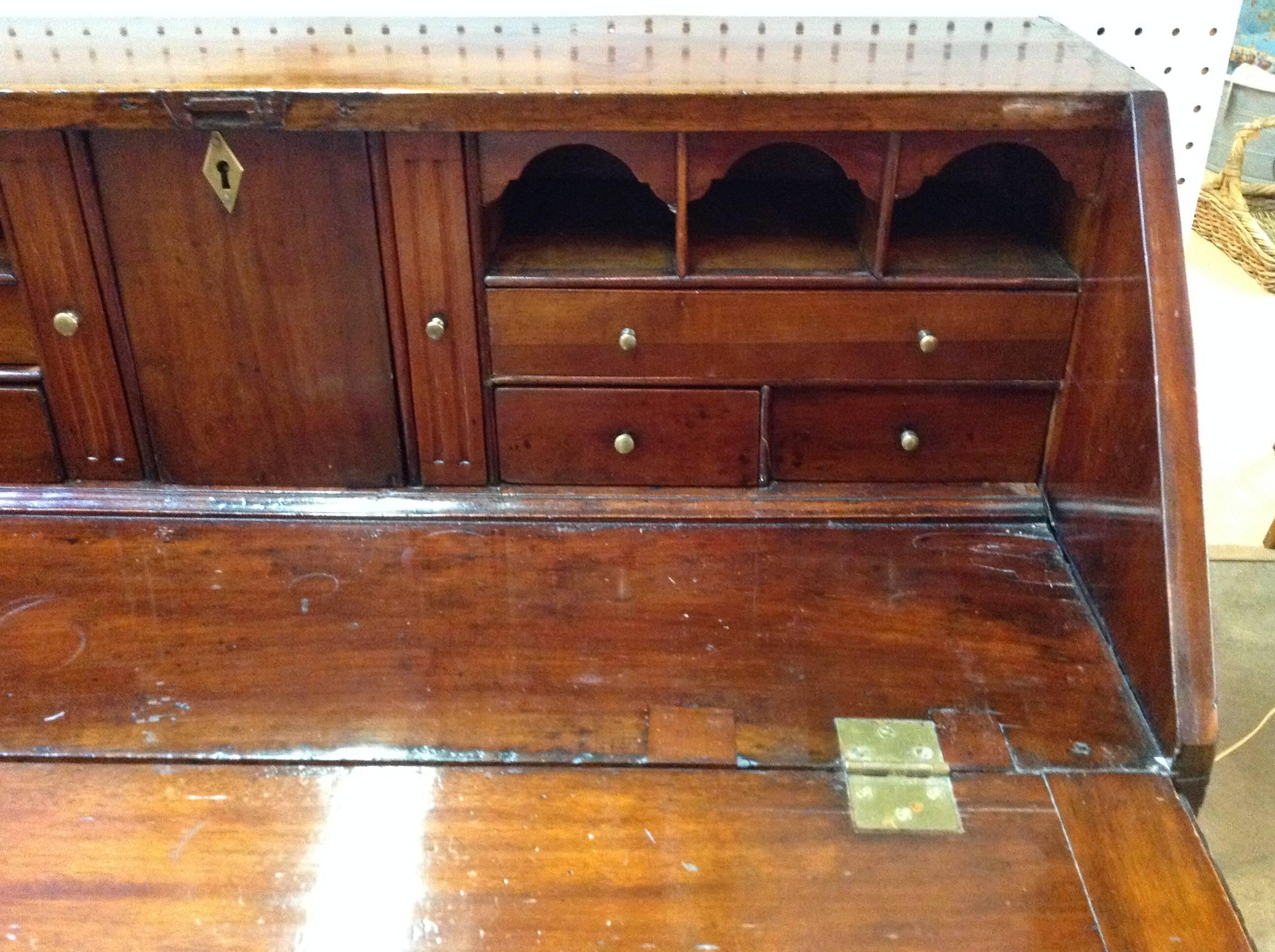 Late 18th Century Mahogany Secretary/Slat Front Desk In Good Condition In Chicago, IL