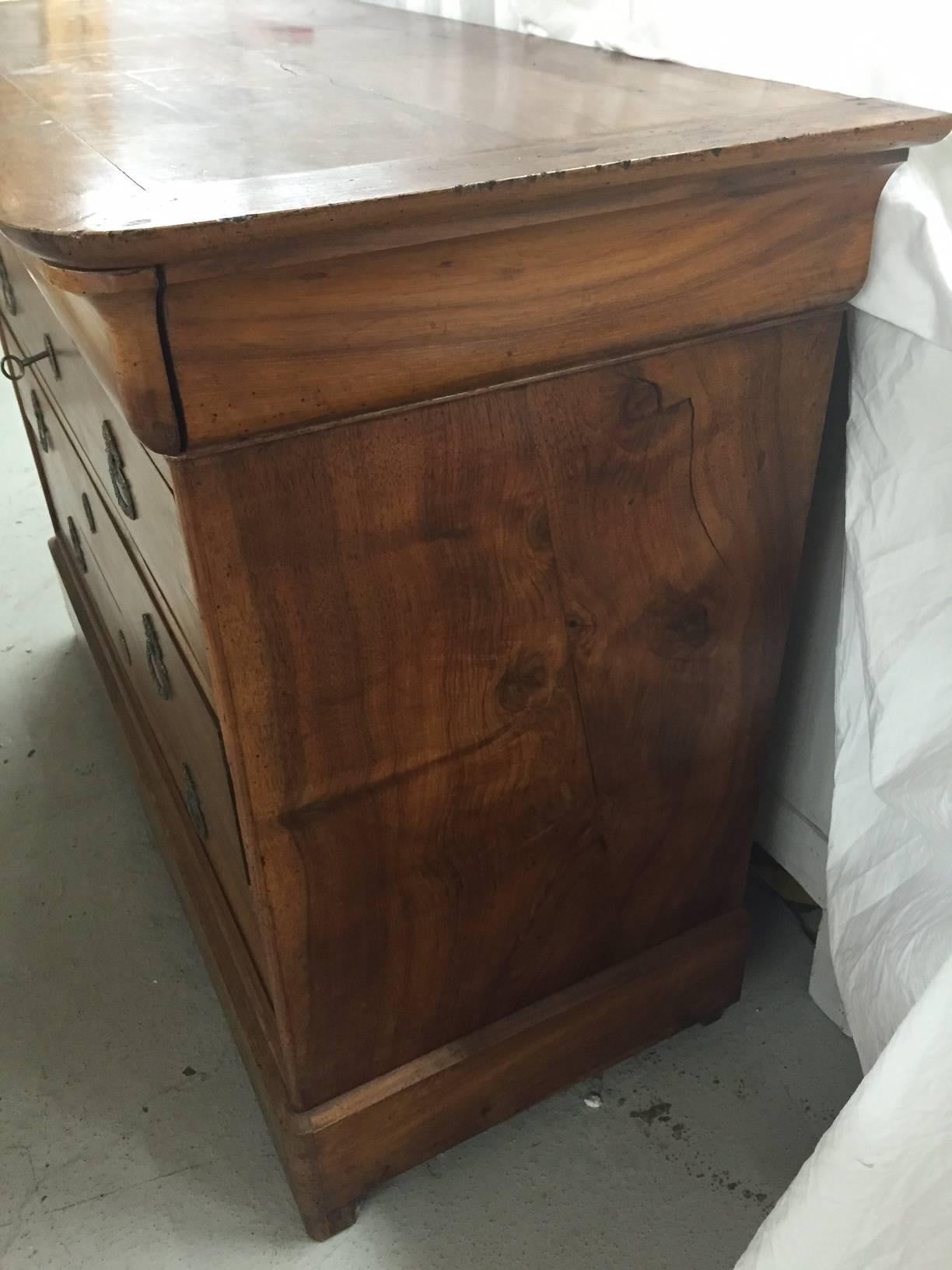 Hand-Crafted Louis Philippe Burled Walnut Chest from Normandy For Sale