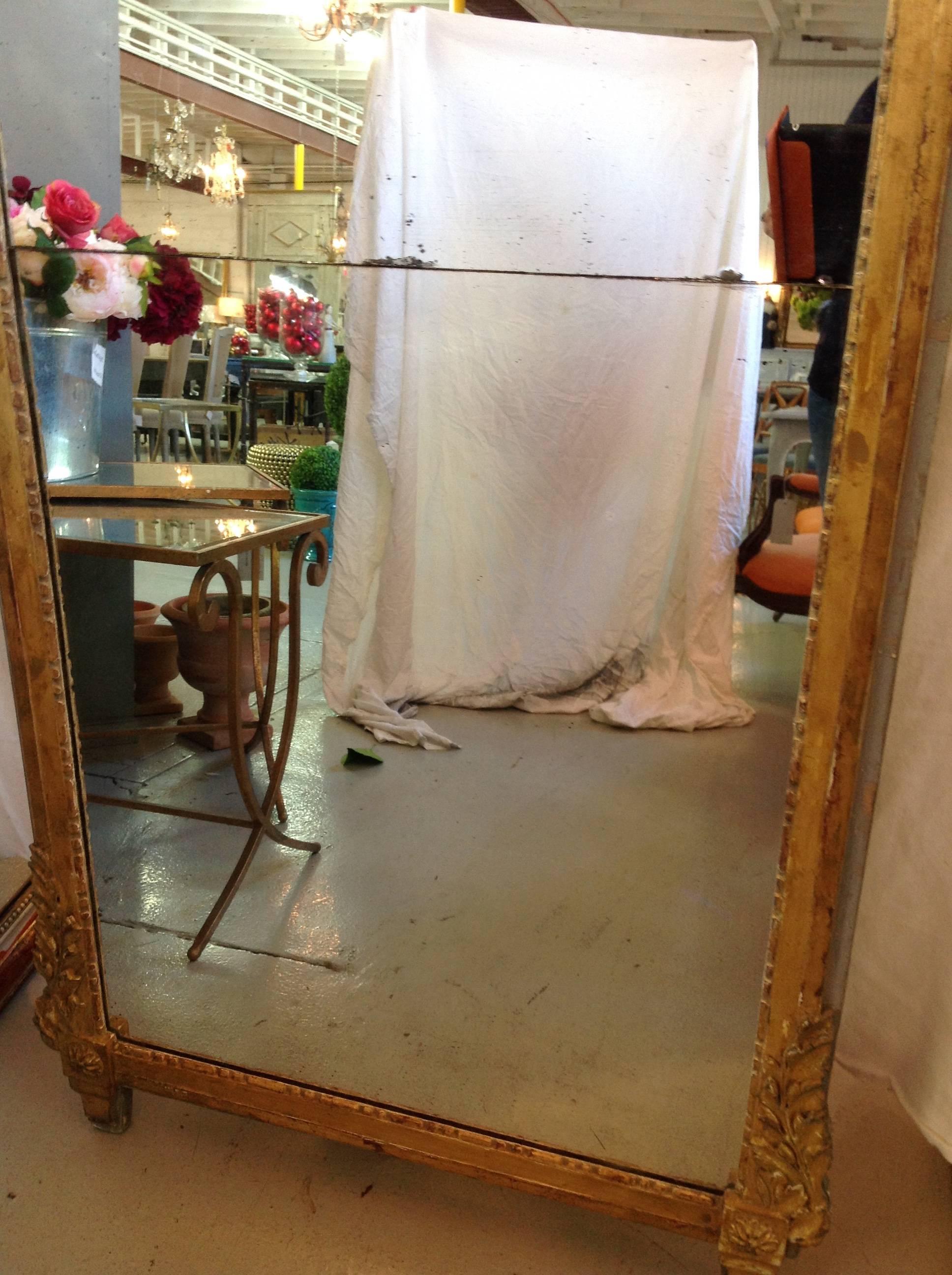 French Late 18th Century Louis XVI Carved Wood Mirror with Urn For Sale