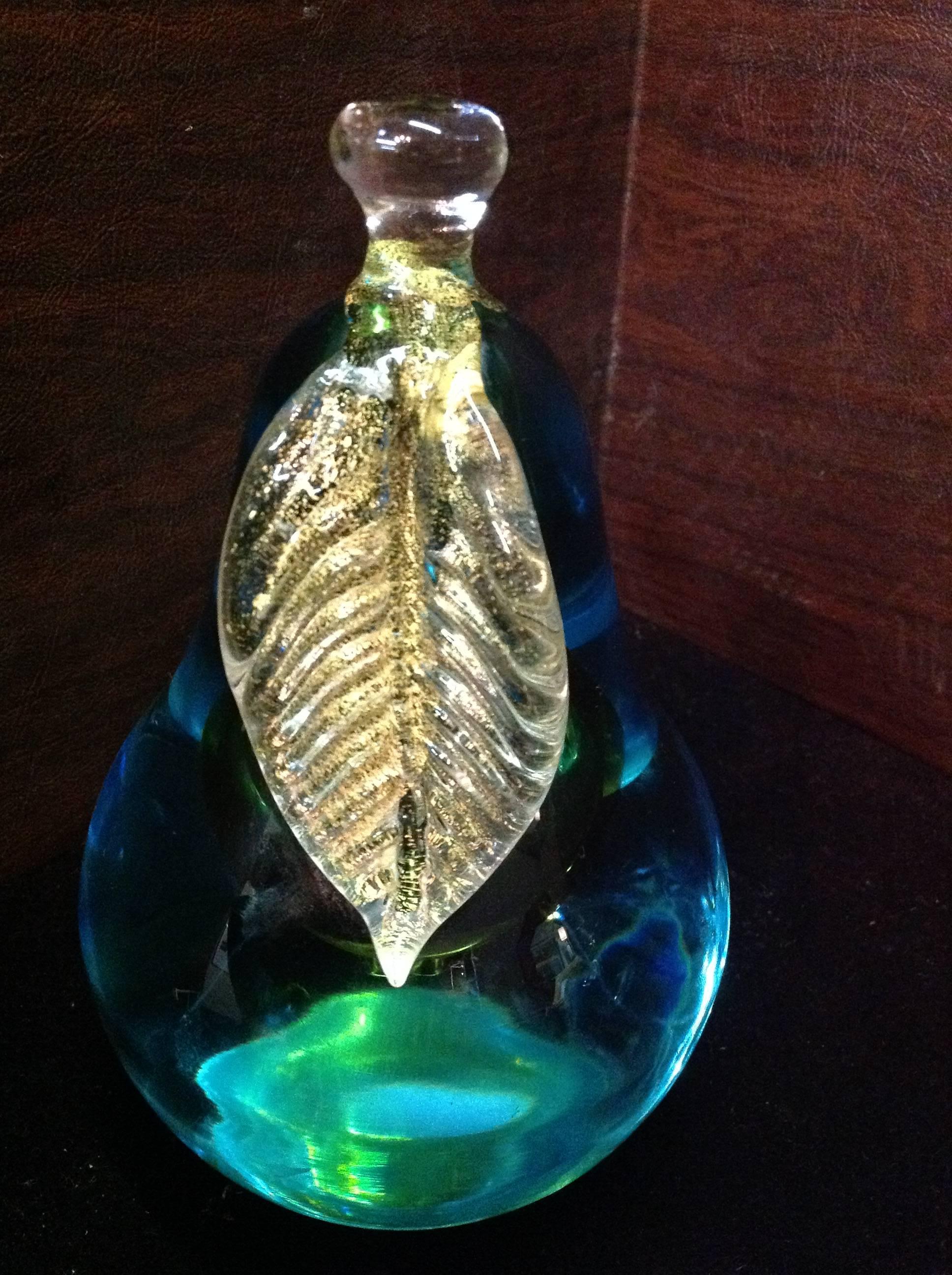 Murano Glass Aqua Blue Apple and Pear Bookends In Good Condition For Sale In Chicago, IL