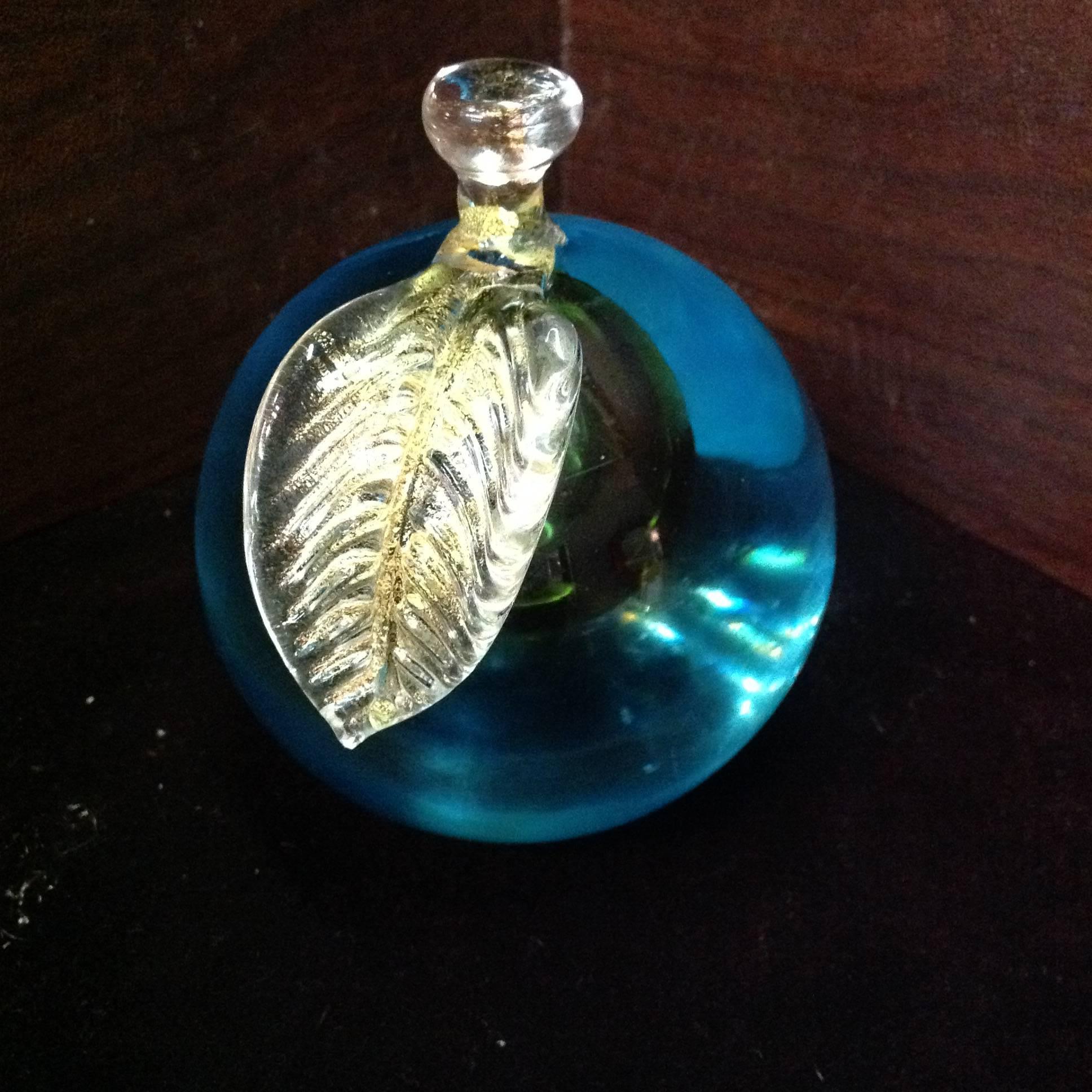 20th Century Murano Glass Aqua Blue Apple and Pear Bookends For Sale