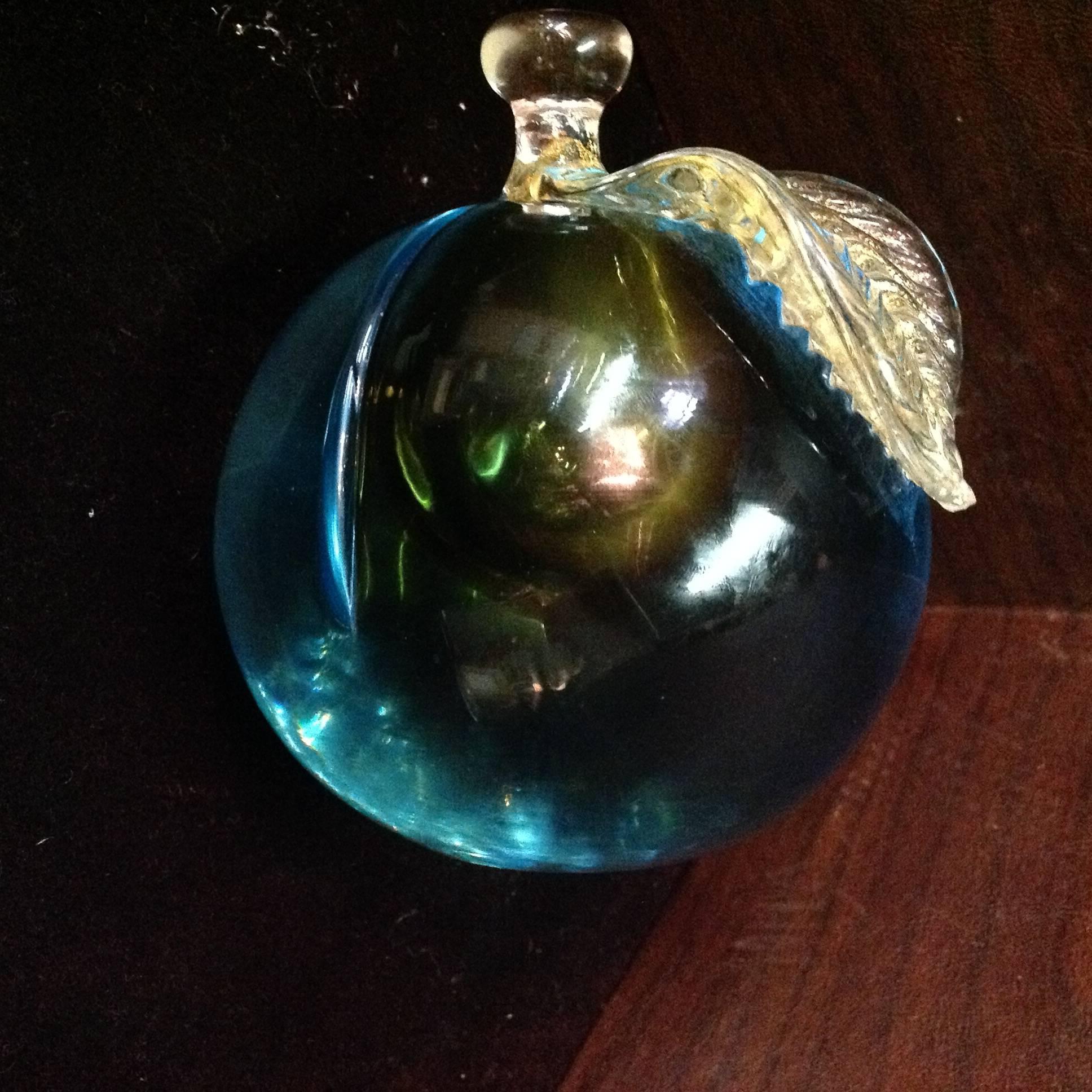 Other Murano Glass Aqua Blue Apple and Pear Bookends For Sale