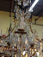 French Empire Revival Crystal Chandelier with Dore Bronze and Metal Eagles