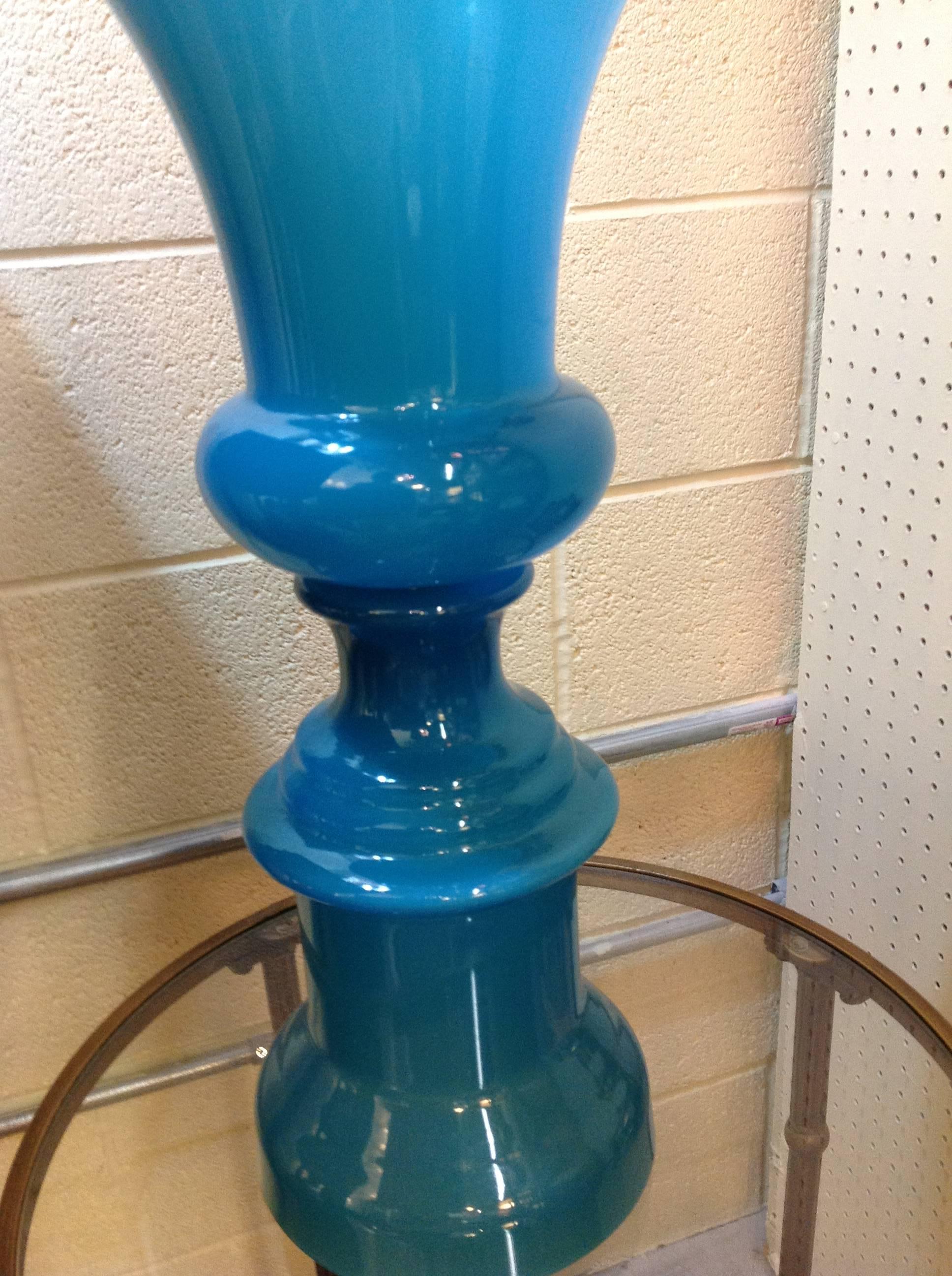 The turquoise color of this two piece vase is beautiful.