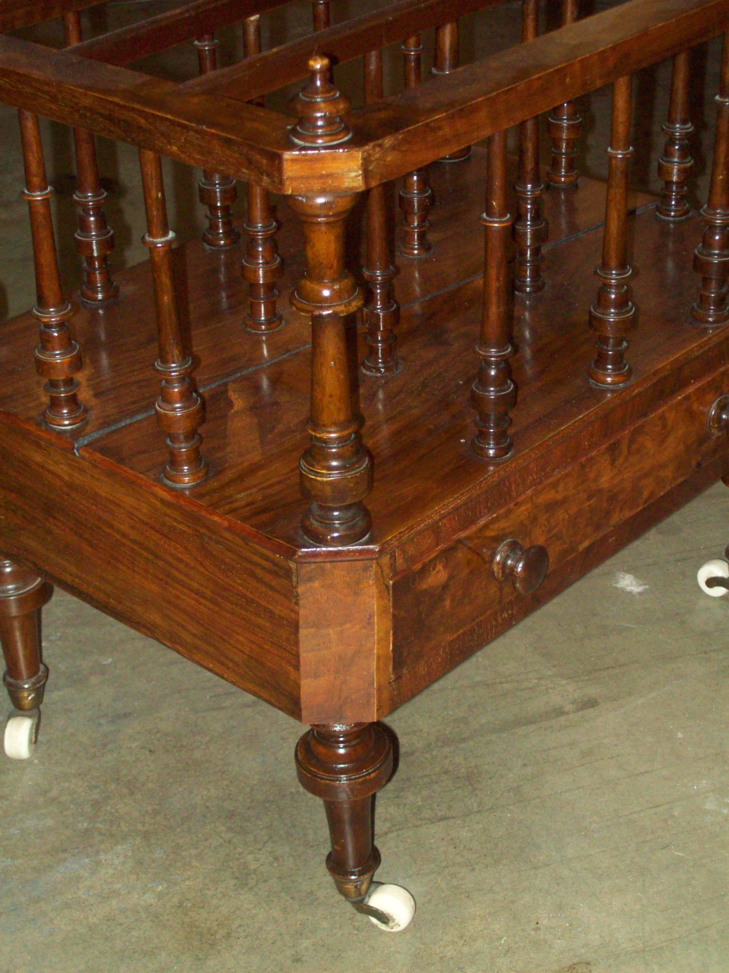 Hand-Crafted English Walnut Canterbury For Sale