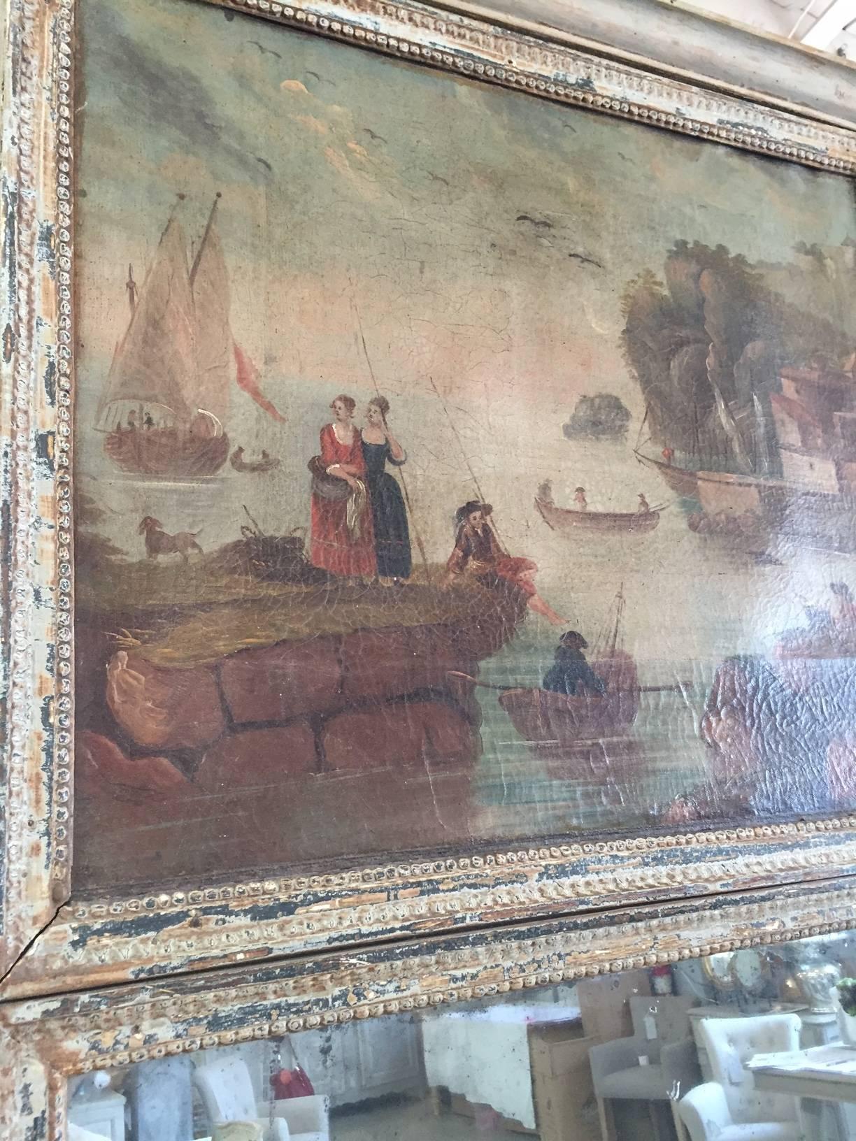 Painting is hand-painted landscape scene from the early 1800s. All painting is original.
