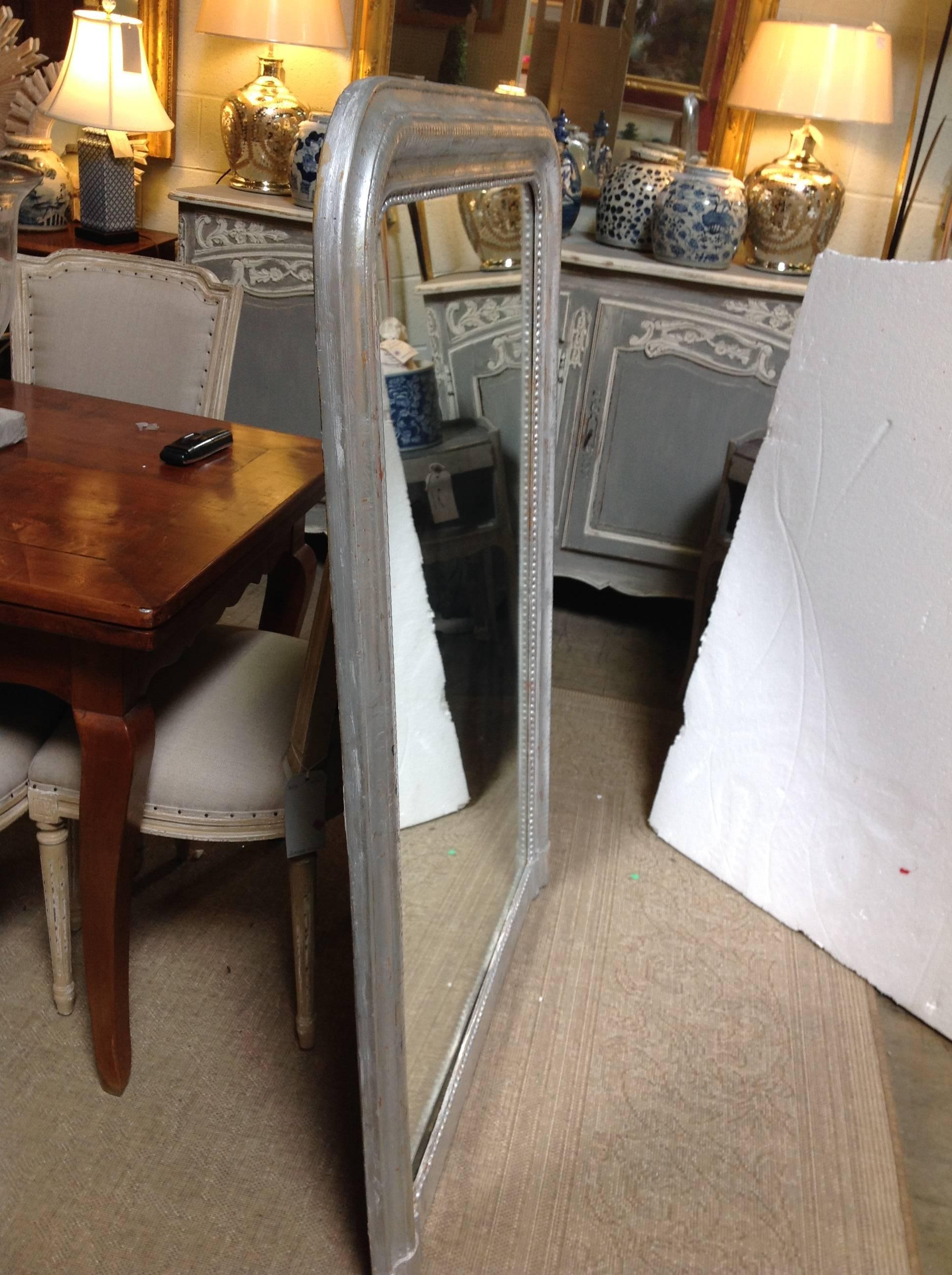 Gilt Antique Louis Philippe Silver Leaf Mirror from France For Sale