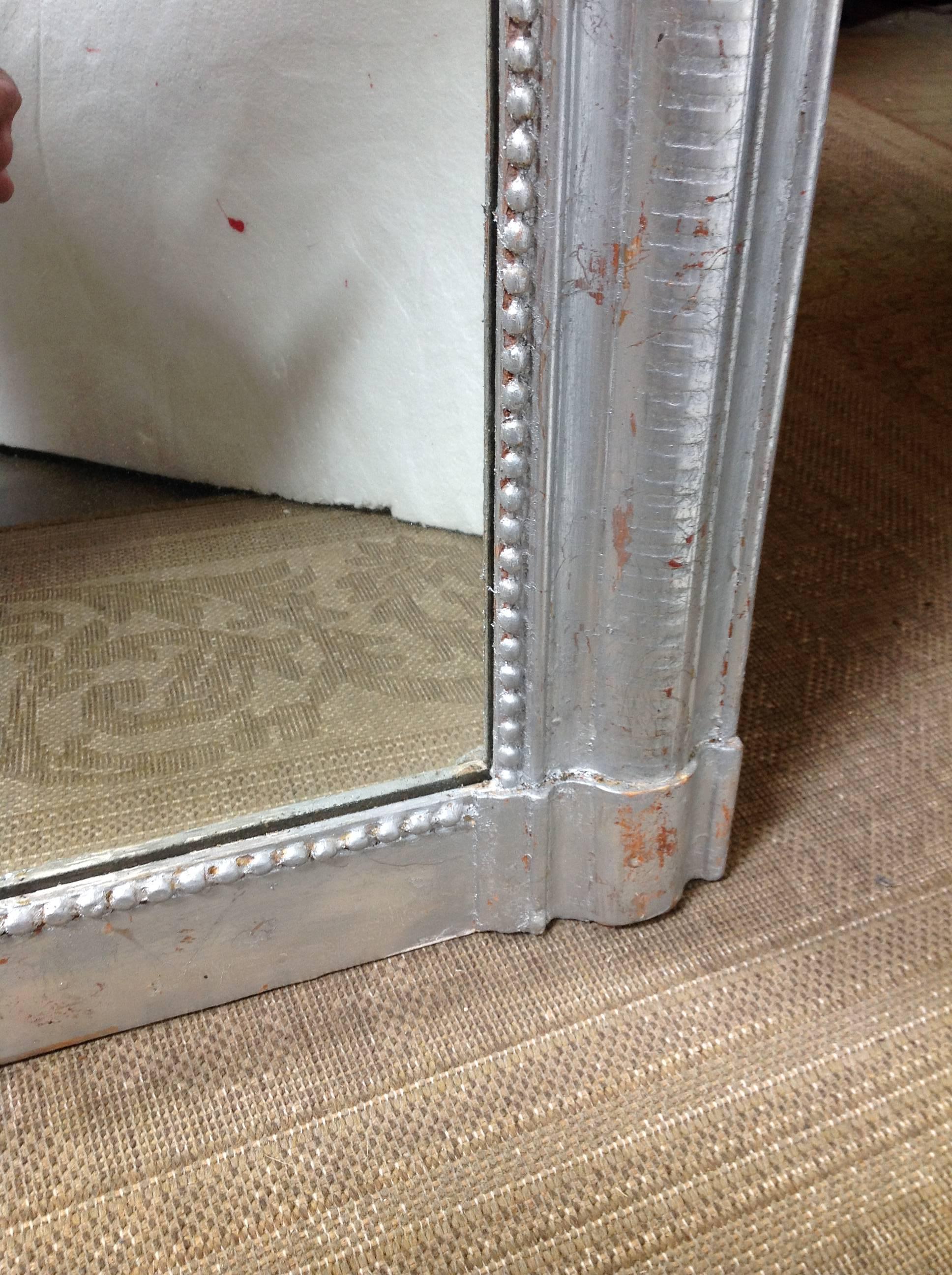 Glass Antique Louis Philippe Silver Leaf Mirror from France For Sale