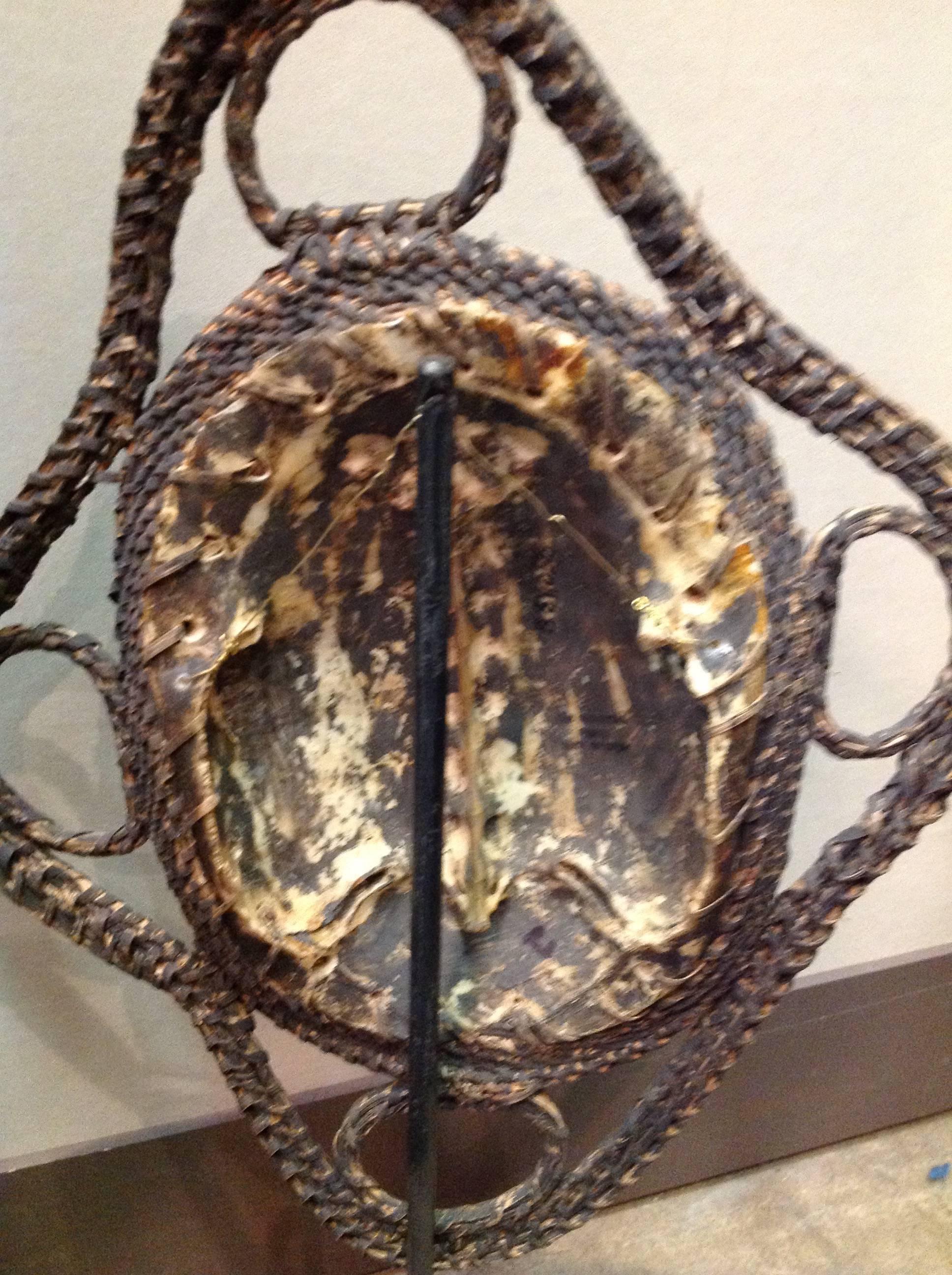 Tortoise Shell Set of Three African Masks on Metal Bases For Sale