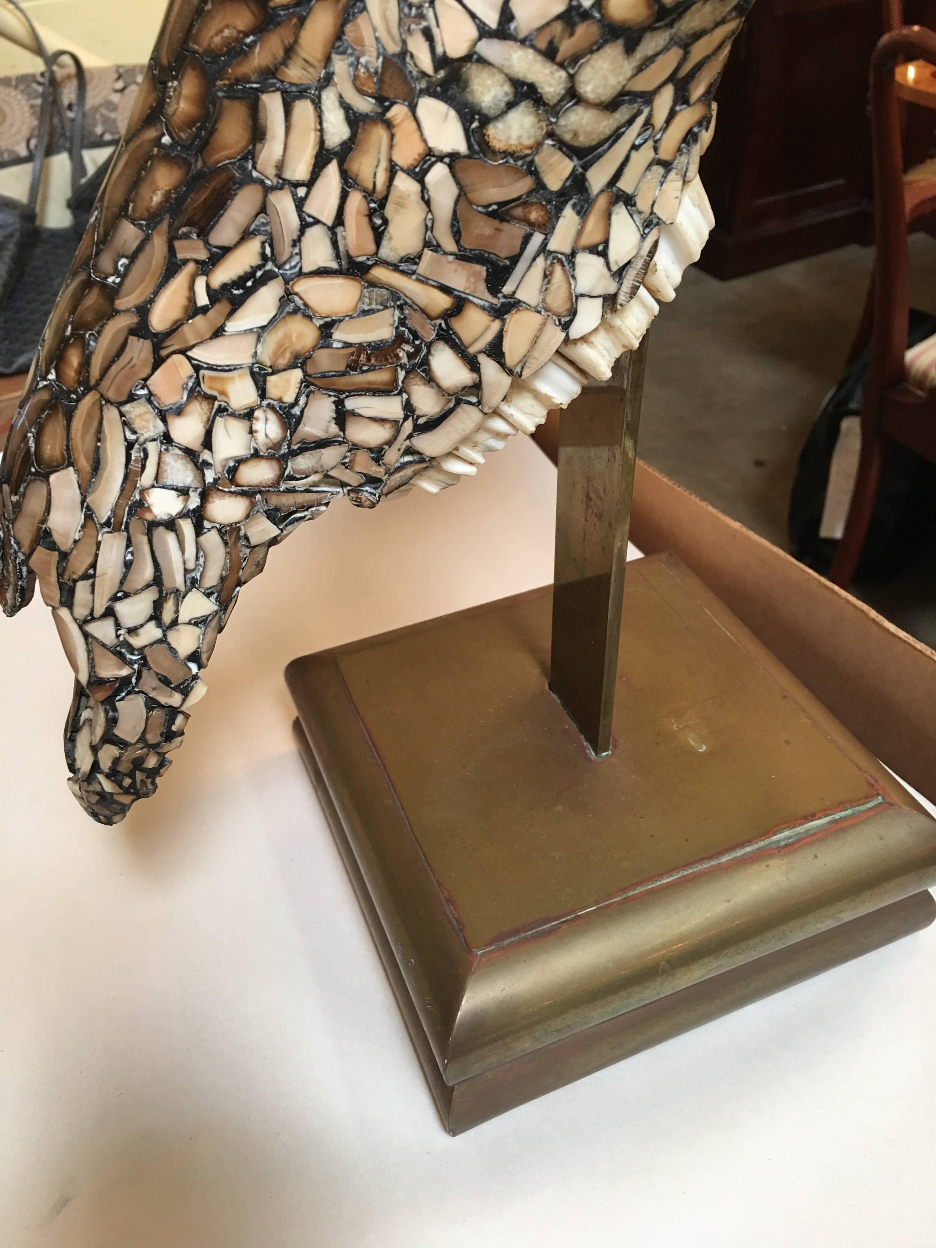20th Century Gemsbok Inlaid Skull Mount on Brass Stand For Sale
