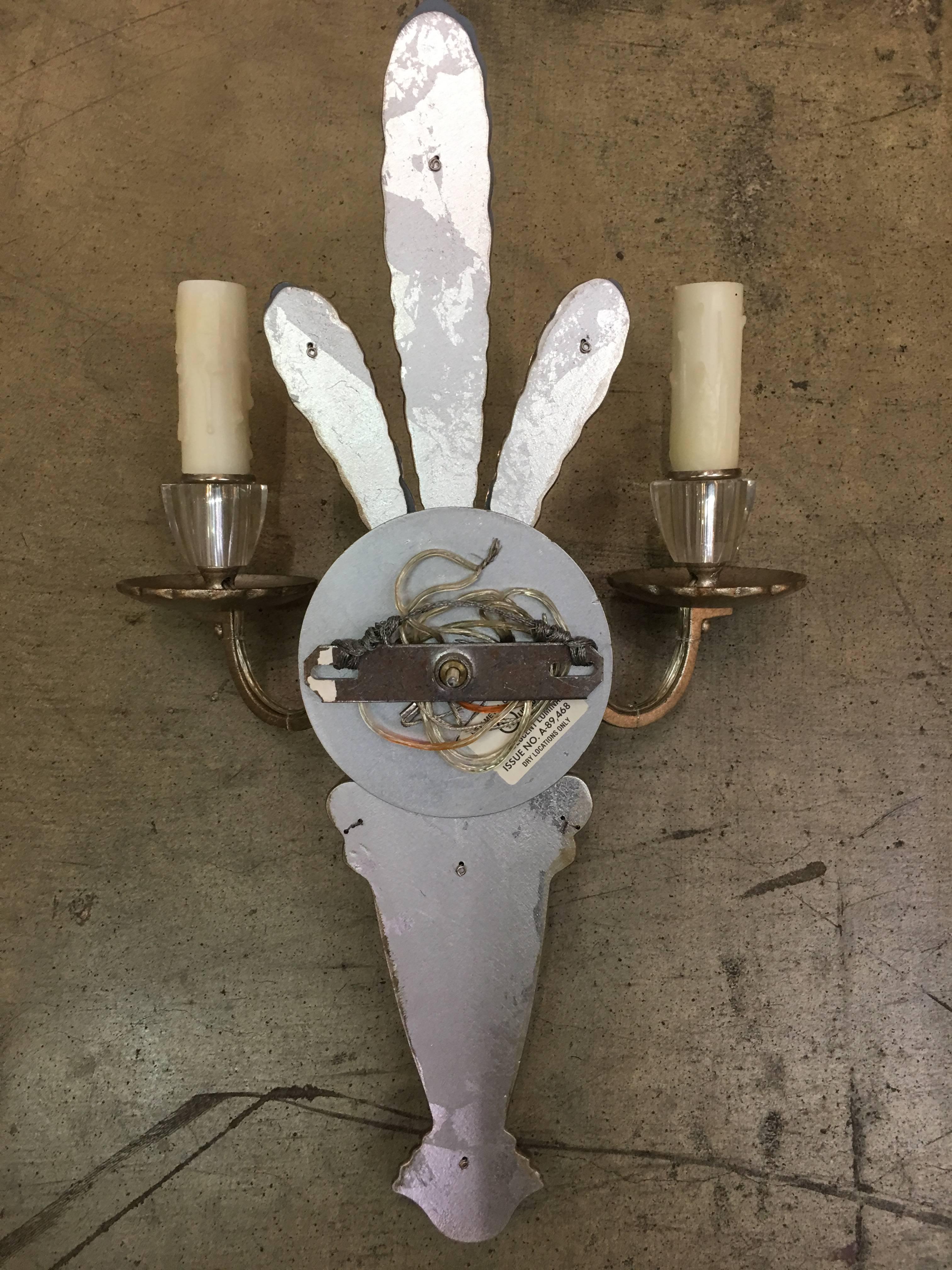 Pair Sconces New Metal Crafts In Excellent Condition In Chicago, IL