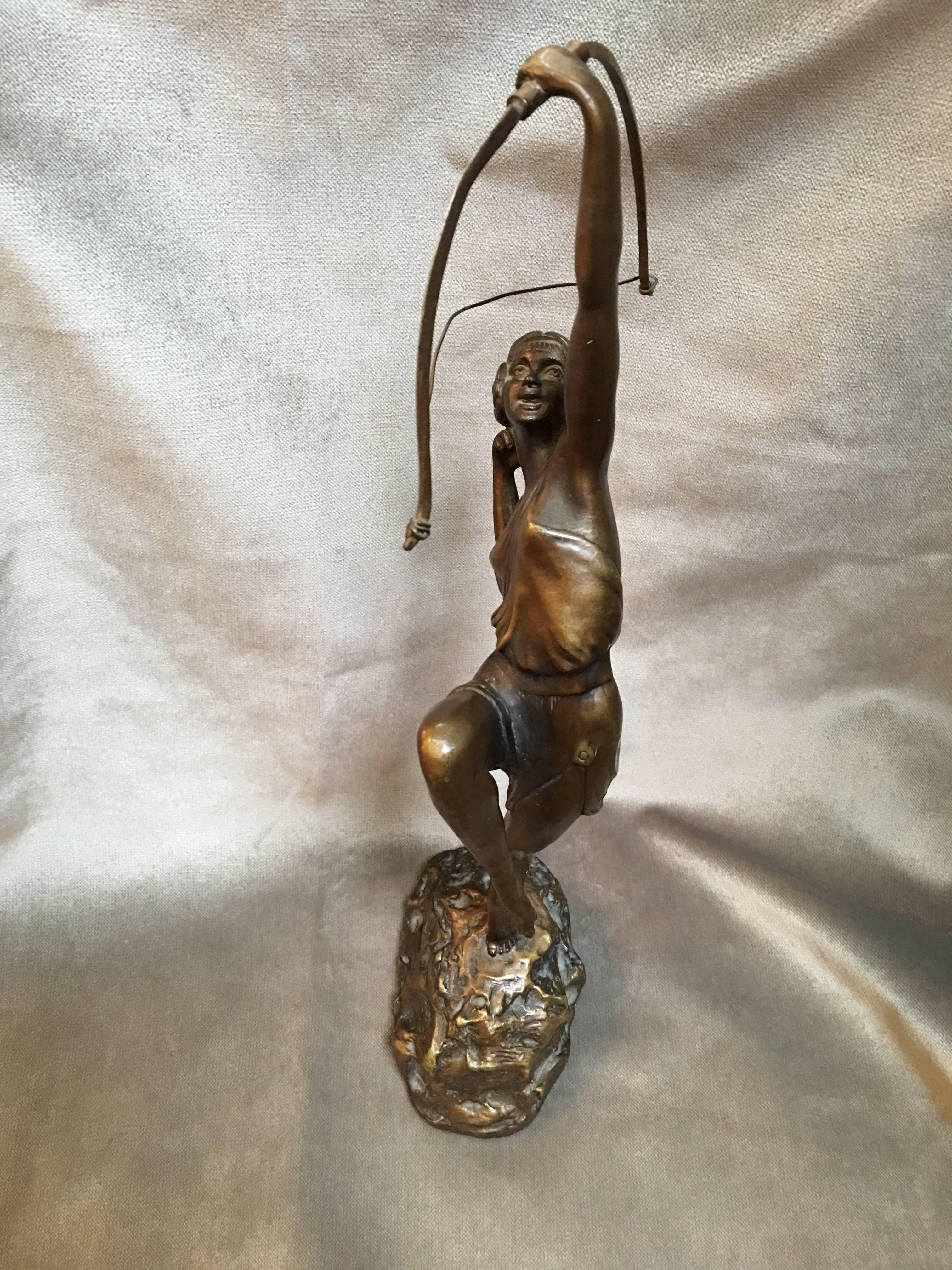 Hand-Crafted Tireuse A L'Arc Bronze Greek Archer by Pierre Le Faguays For Sale