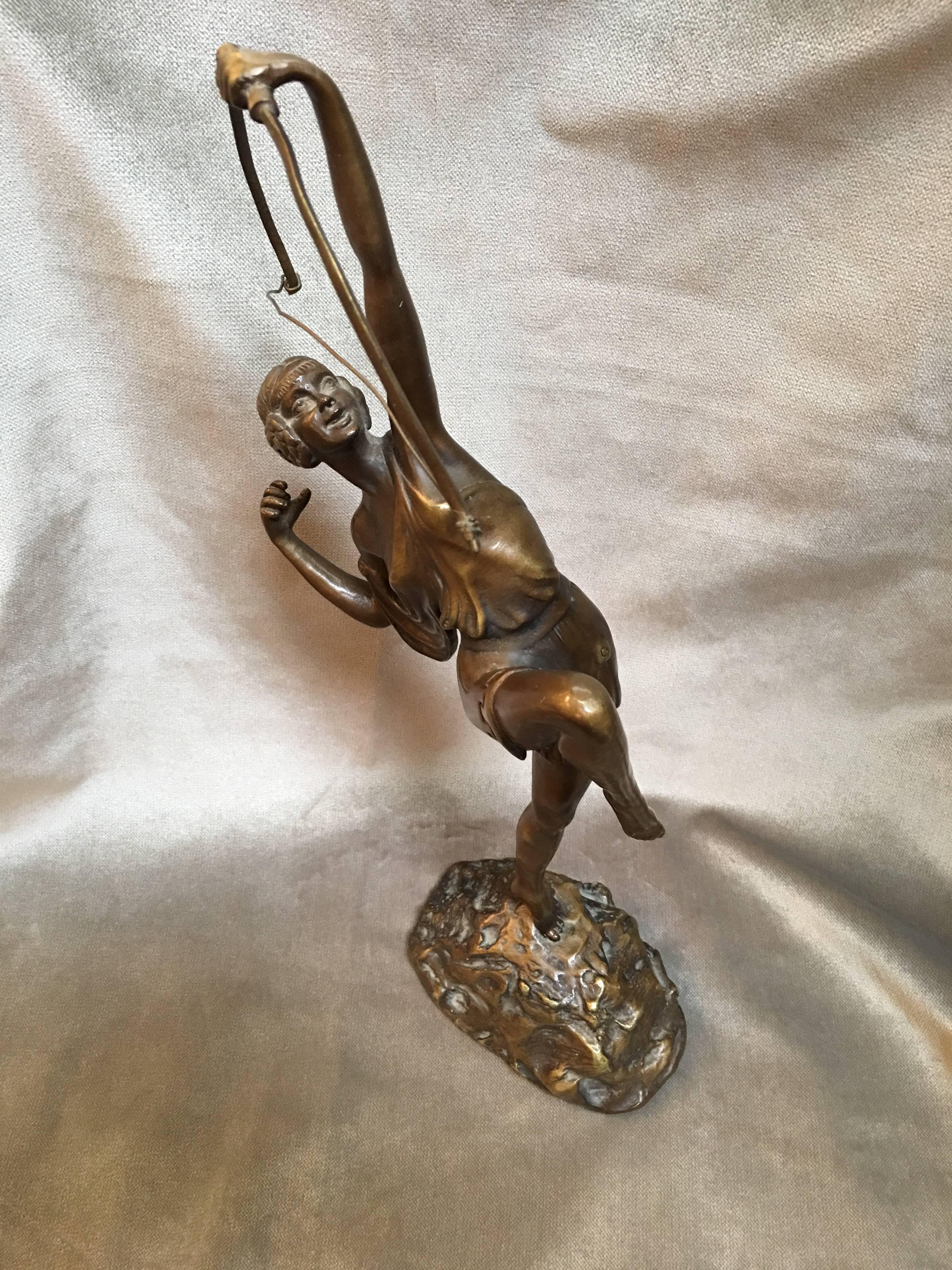 Tireuse A L'Arc Bronze Greek Archer by Pierre Le Faguays In Excellent Condition For Sale In Chicago, IL